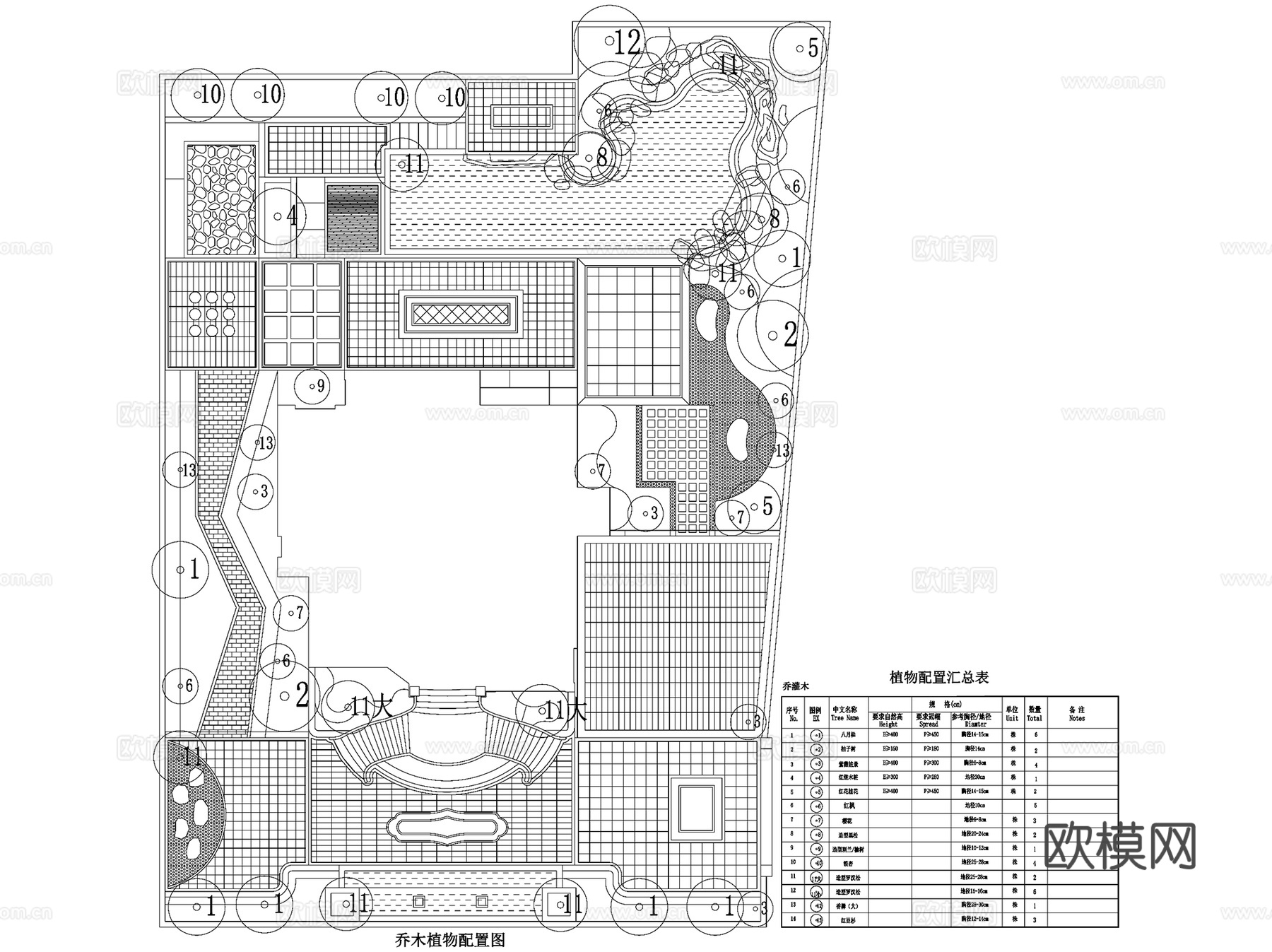 自建房豪宅别墅花园私家庭院景观CAD施工图cad施工图