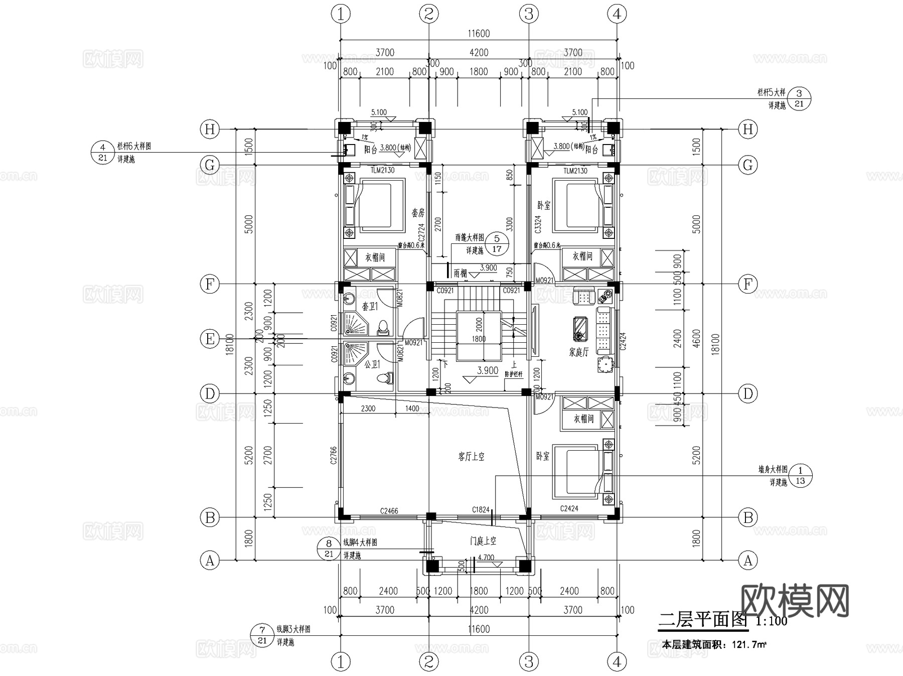 新中式三层独栋别墅乡村农村自建房住宅建筑CAD施工图cad施工图