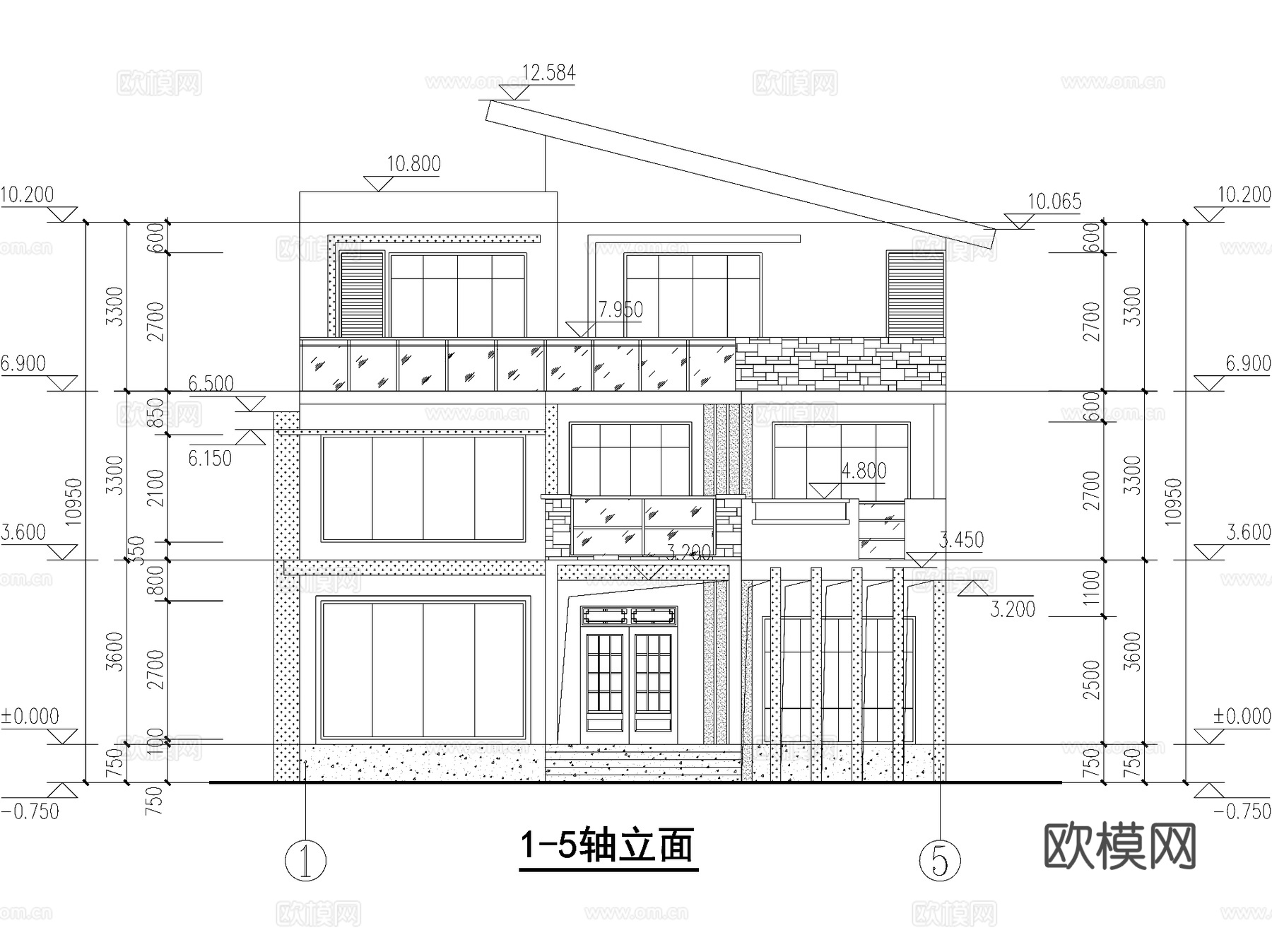 现代三层独栋别墅乡村农村自建房住宅建筑CAD施工图cad施工图
