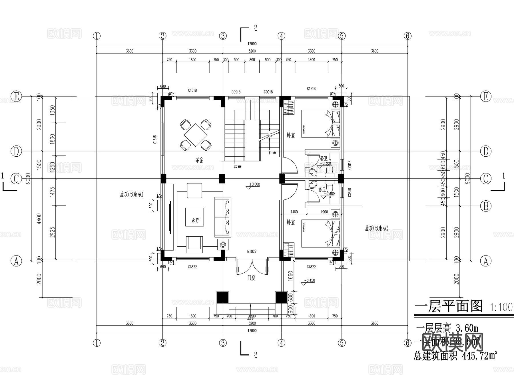 新中式三层独栋别墅乡村农村自建房住宅建筑CAD施工图cad施工图
