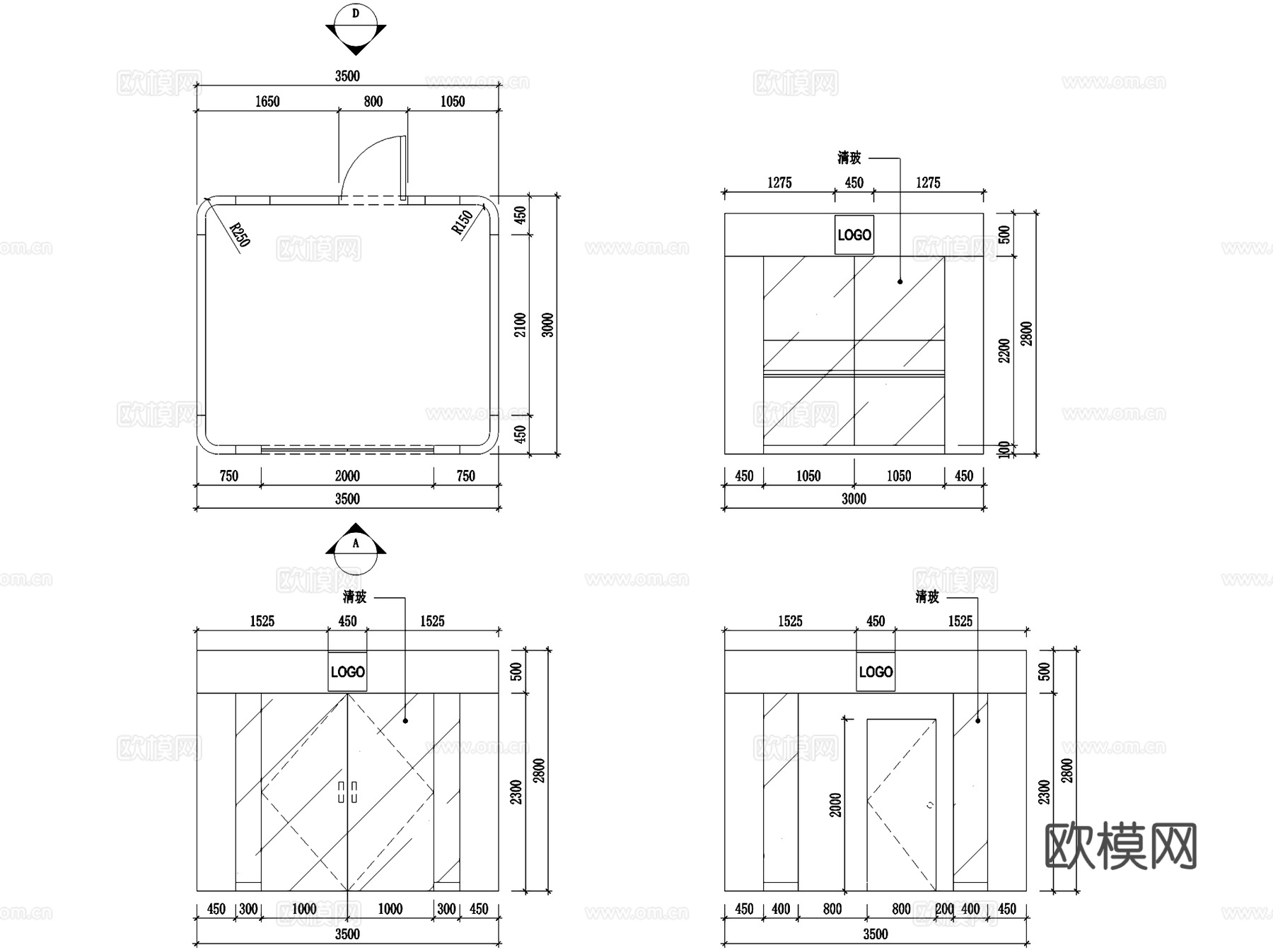 PIUSI产品展厅展台室内工装CAD施工图cad施工图
