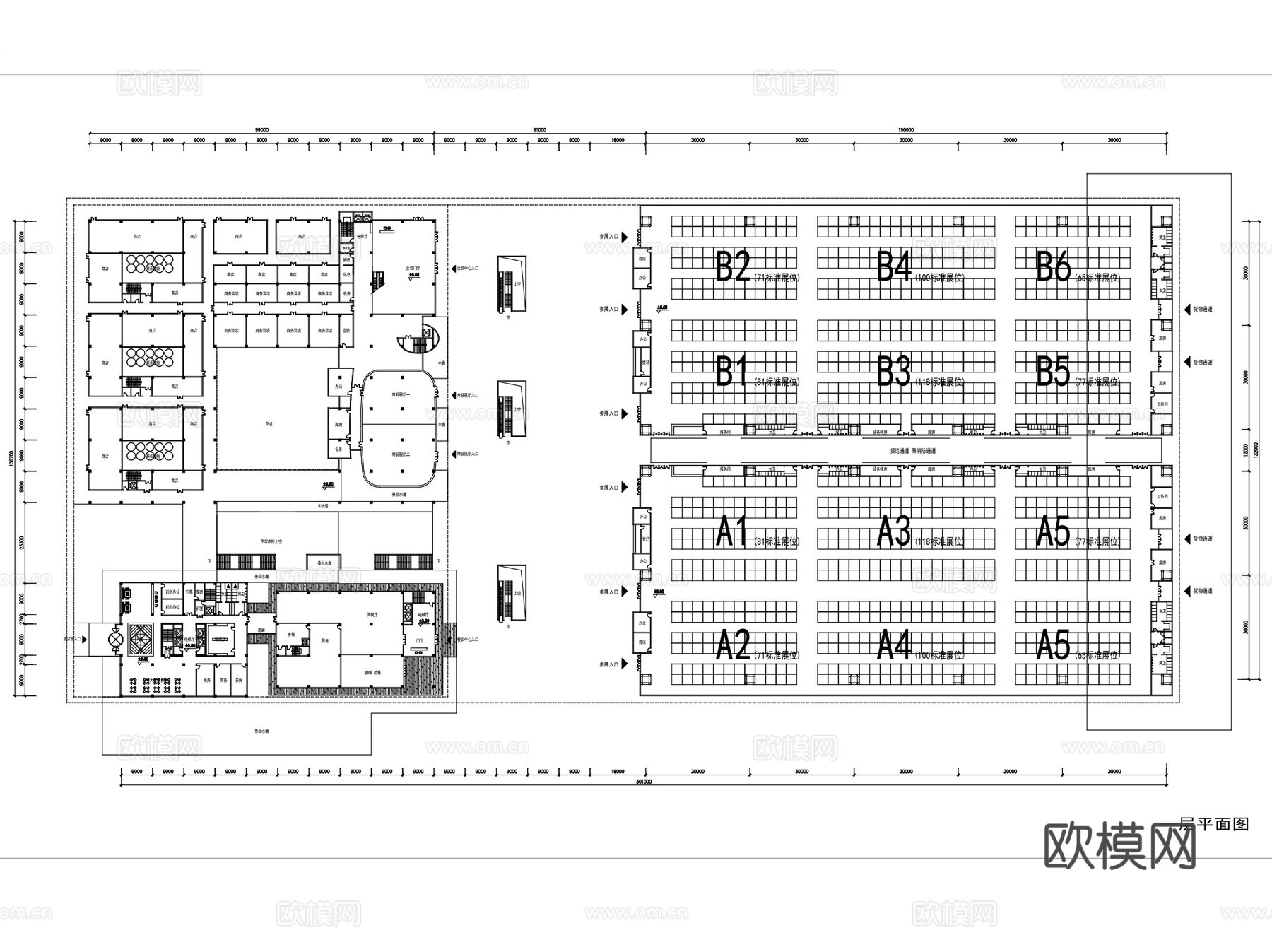 铜陵国际会展中心建筑平面CAD+SU+文本cad施工图