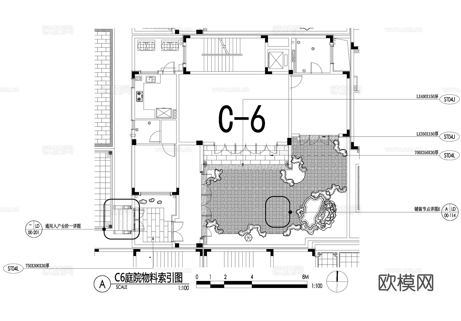 新中式别墅庭院景观平面图CAD施工图cad施工图