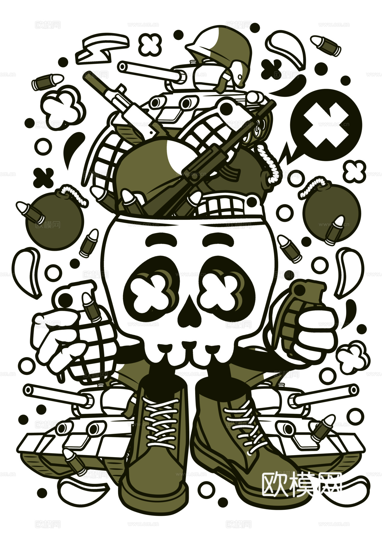 创意卡通潮流涂鸦插画印花6