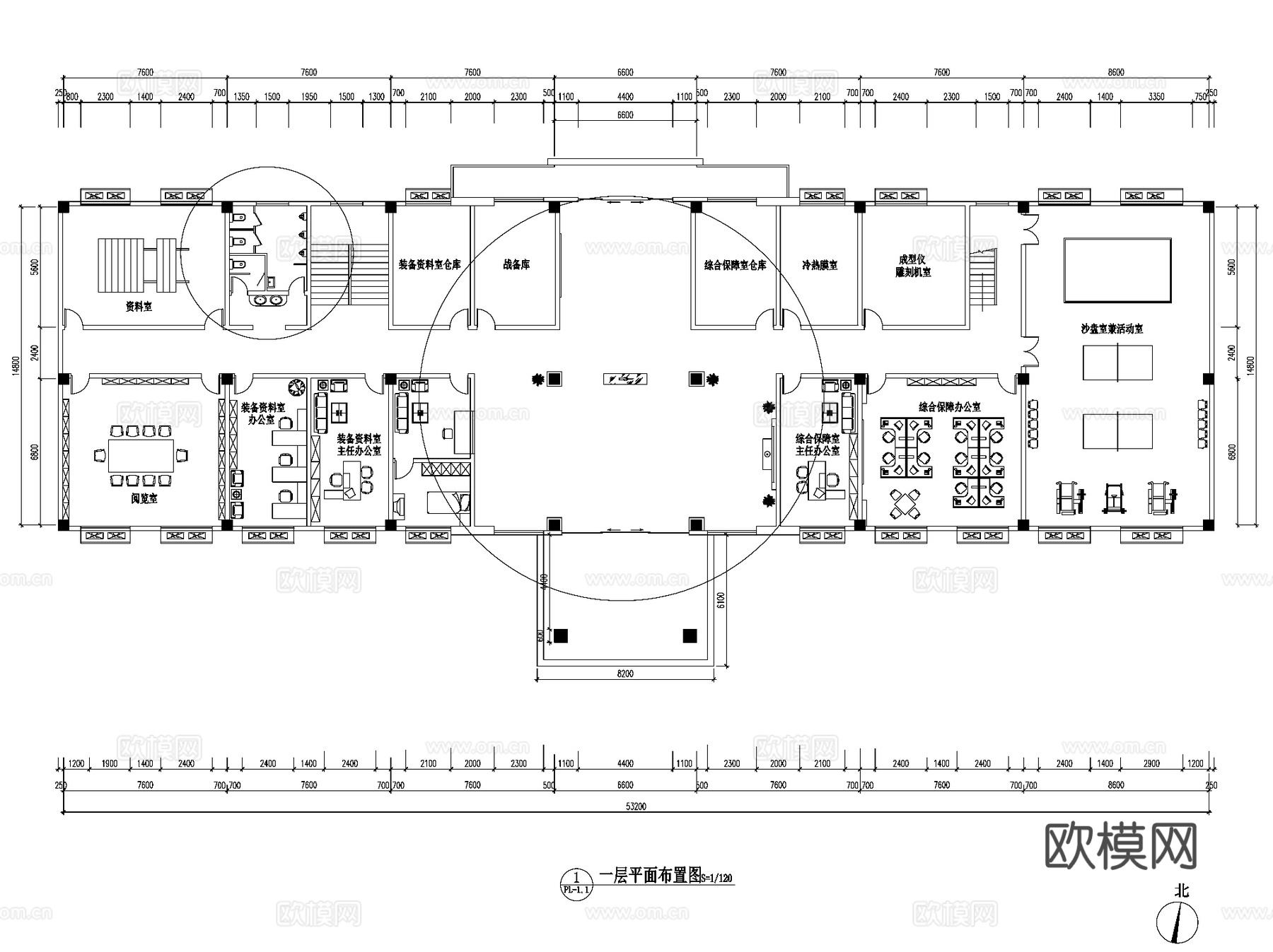 73608部队综合作业楼室内装饰CAD施工图cad施工图