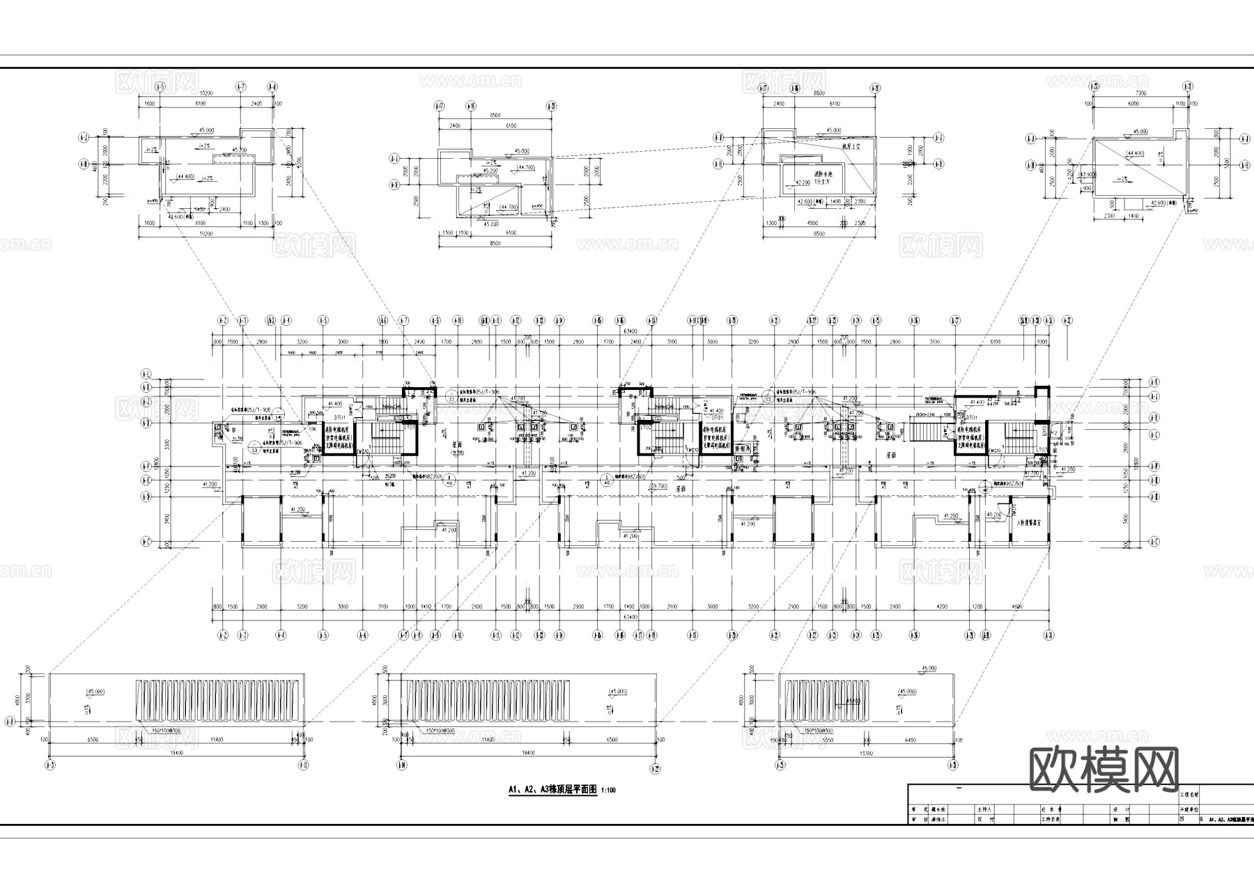 十四层一梯六户小户型住宅建筑CAD施工图cad施工图