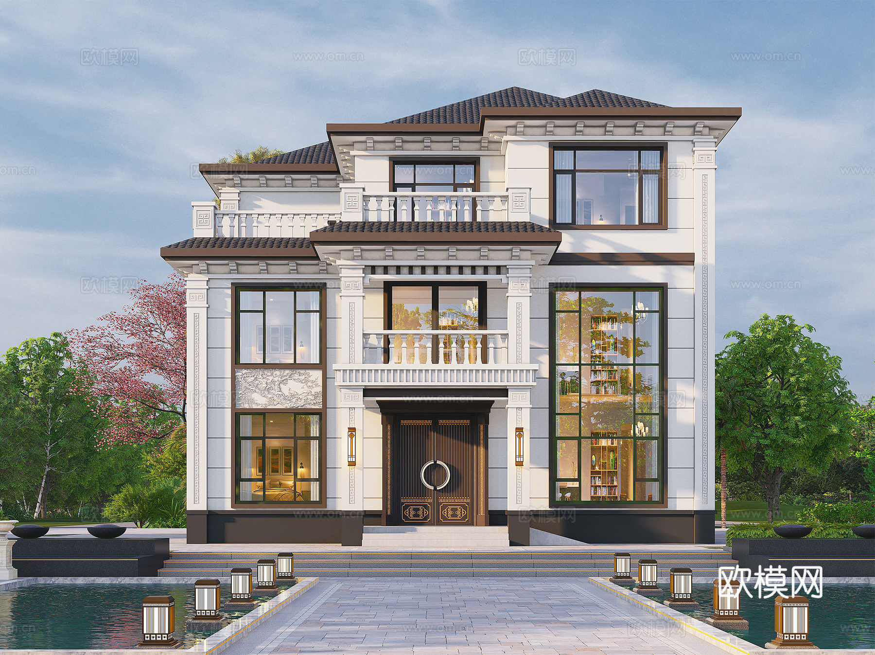 新中式三层独栋别墅乡村农村自建房住宅建筑CAD施工图cad施工图