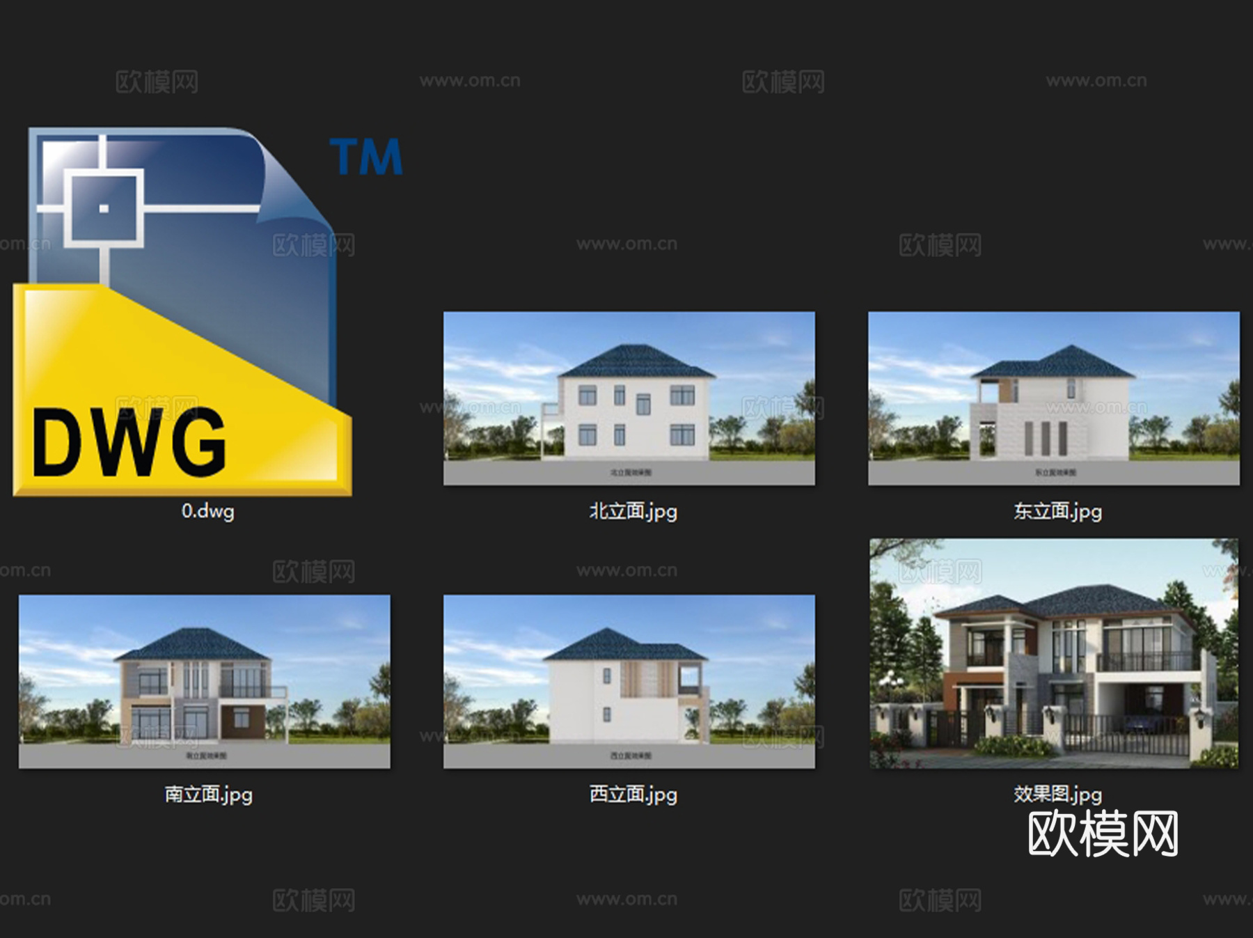 现代二层独栋别墅农村乡村自建房建筑CAD施工图cad施工图