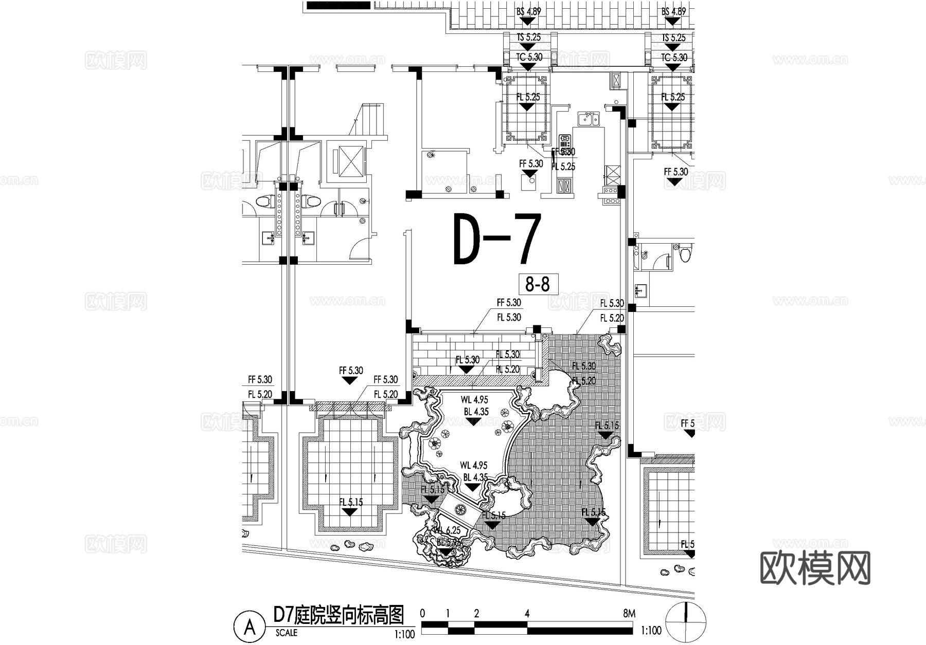 新中式别墅庭院景观平面图CAD施工图cad施工图