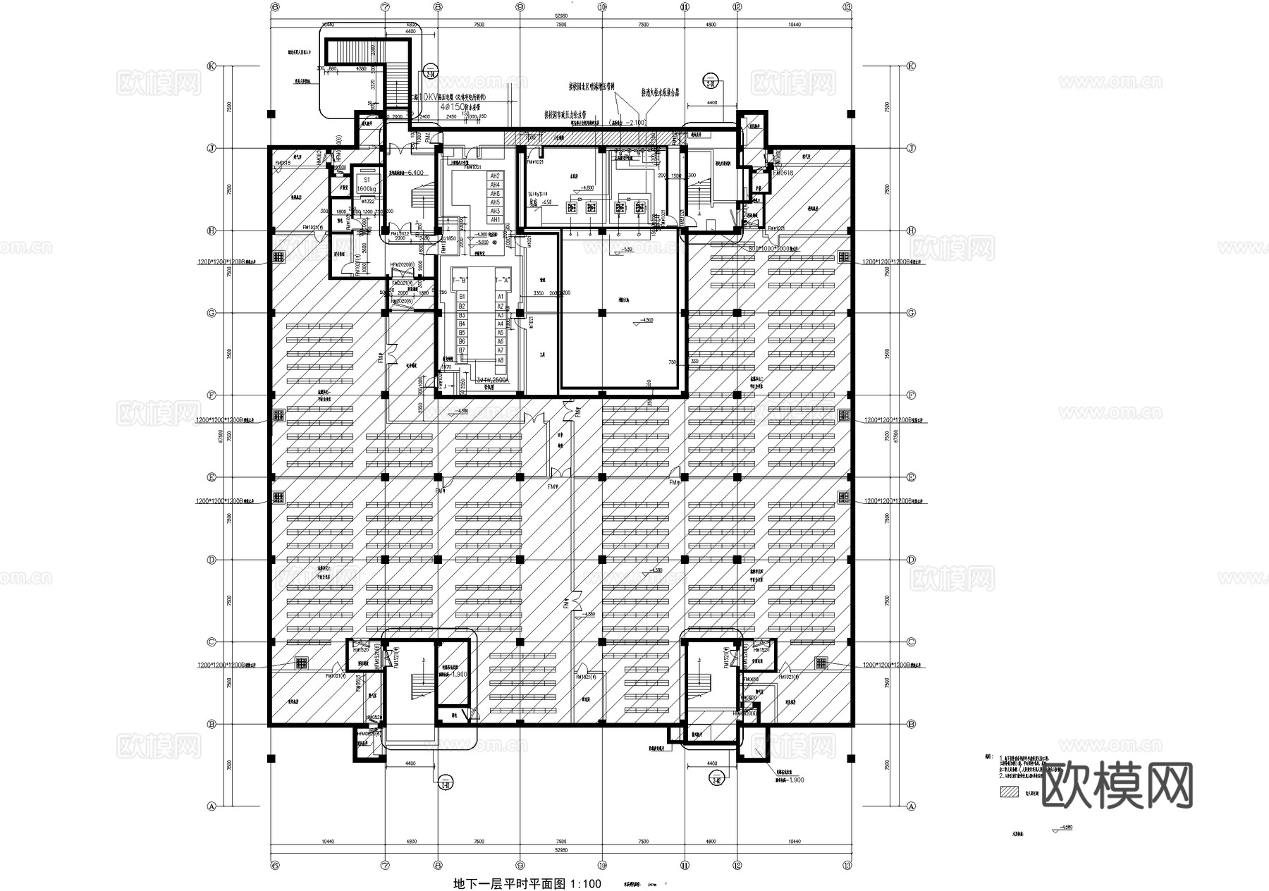 五层大学图书馆建筑平面图吊顶图cad施工图