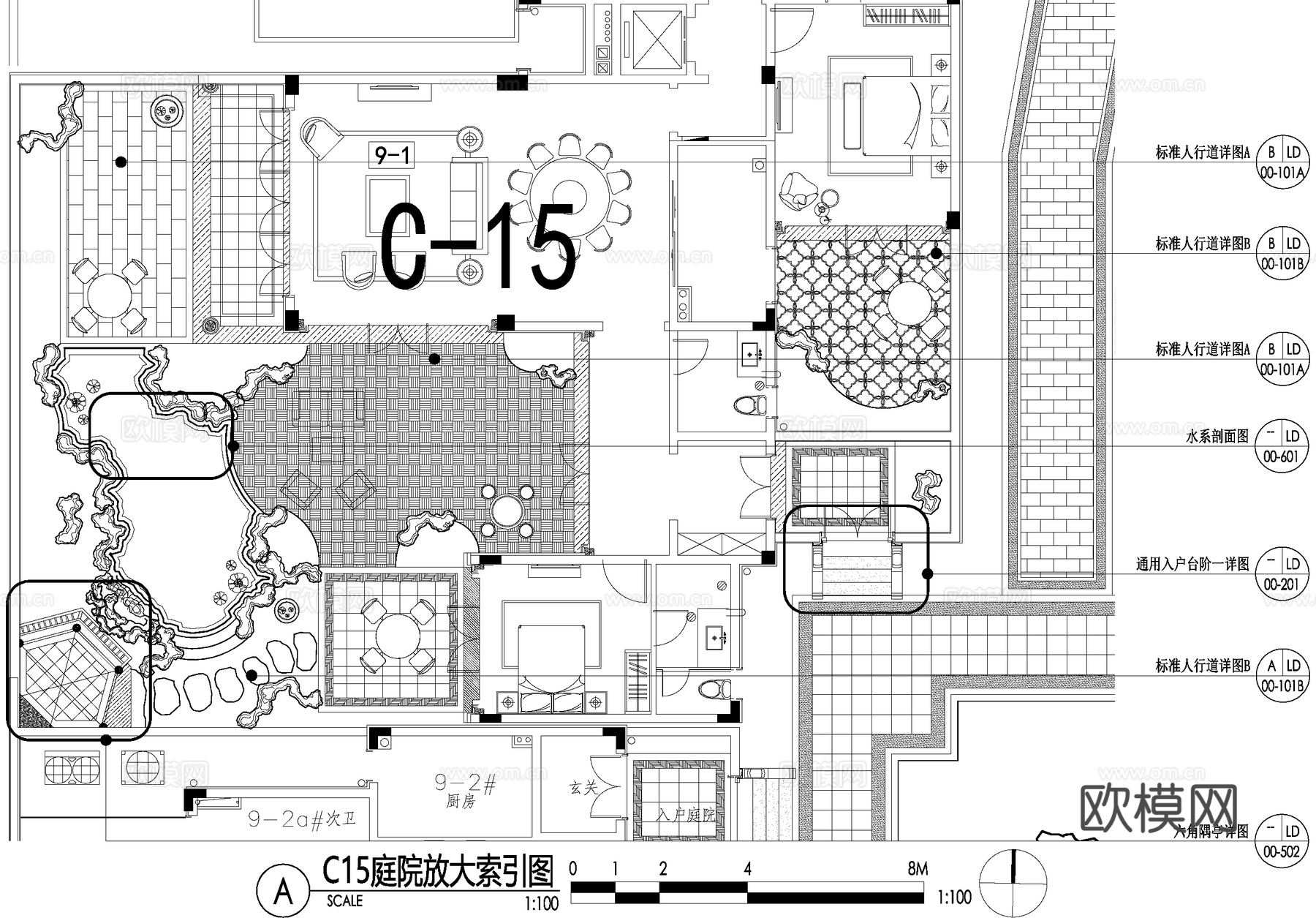 新中式别墅庭院景观平面图CAD施工图cad施工图