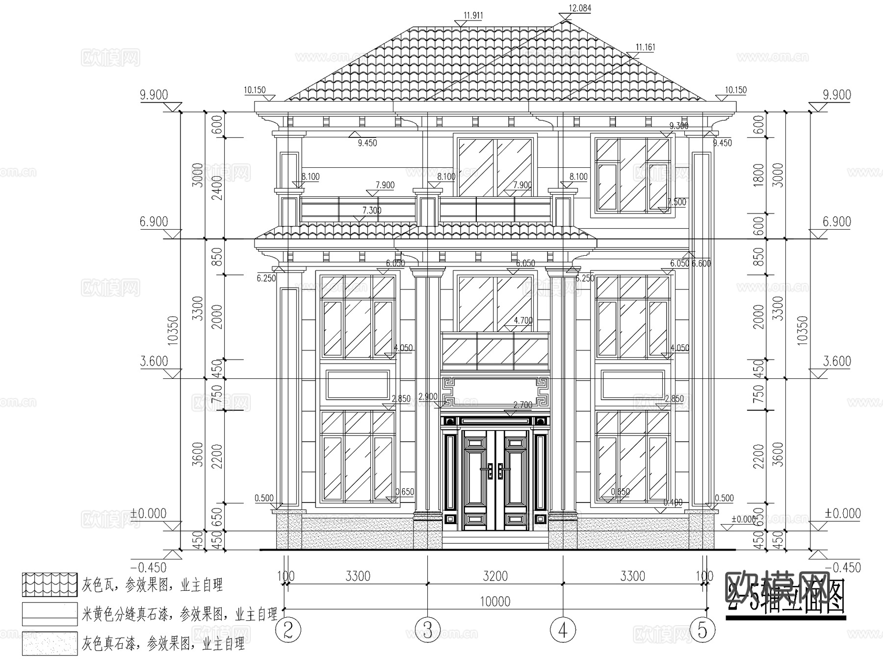 新中式三层独栋别墅乡村农村自建房住宅建筑CAD施工图cad施工图