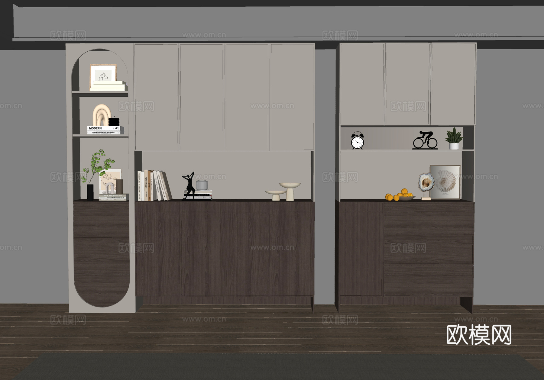 中古风玄关柜 鞋柜su模型