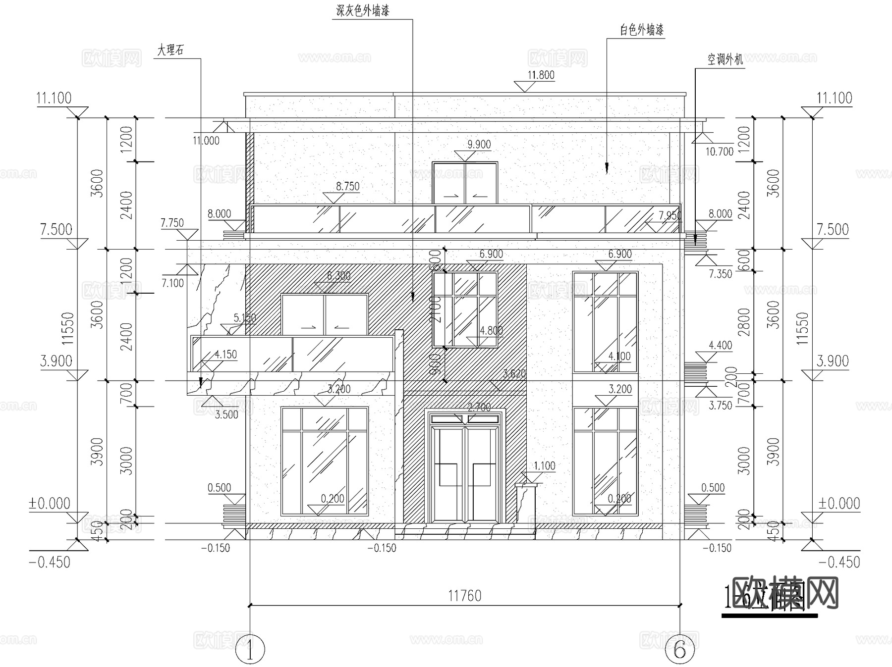 现代三层独栋别墅乡村农村自建房住宅建筑CAD施工图cad施工图