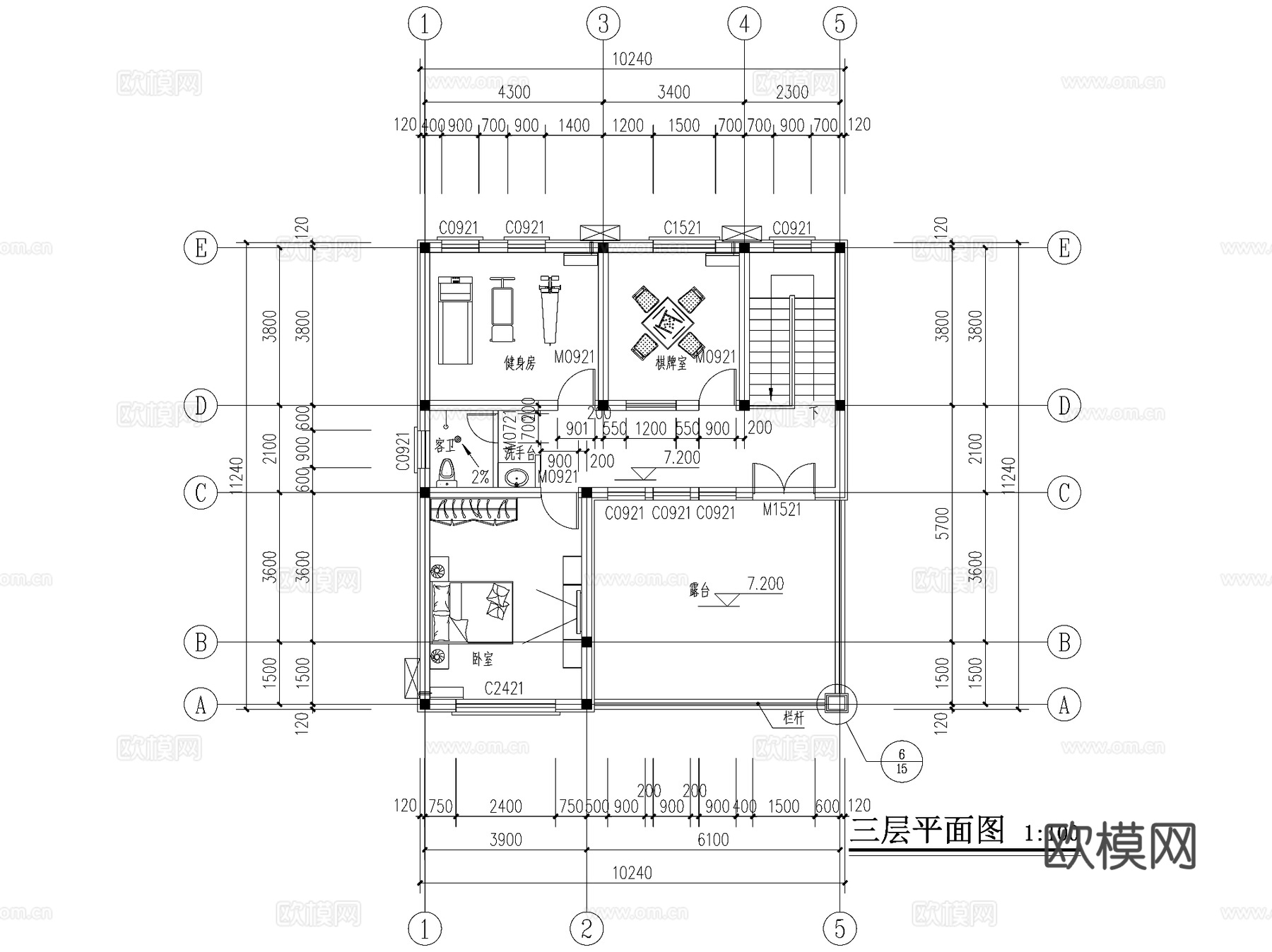 现代简欧三层独栋别墅乡村农村自建房住宅建筑CAD施工图cad施工图