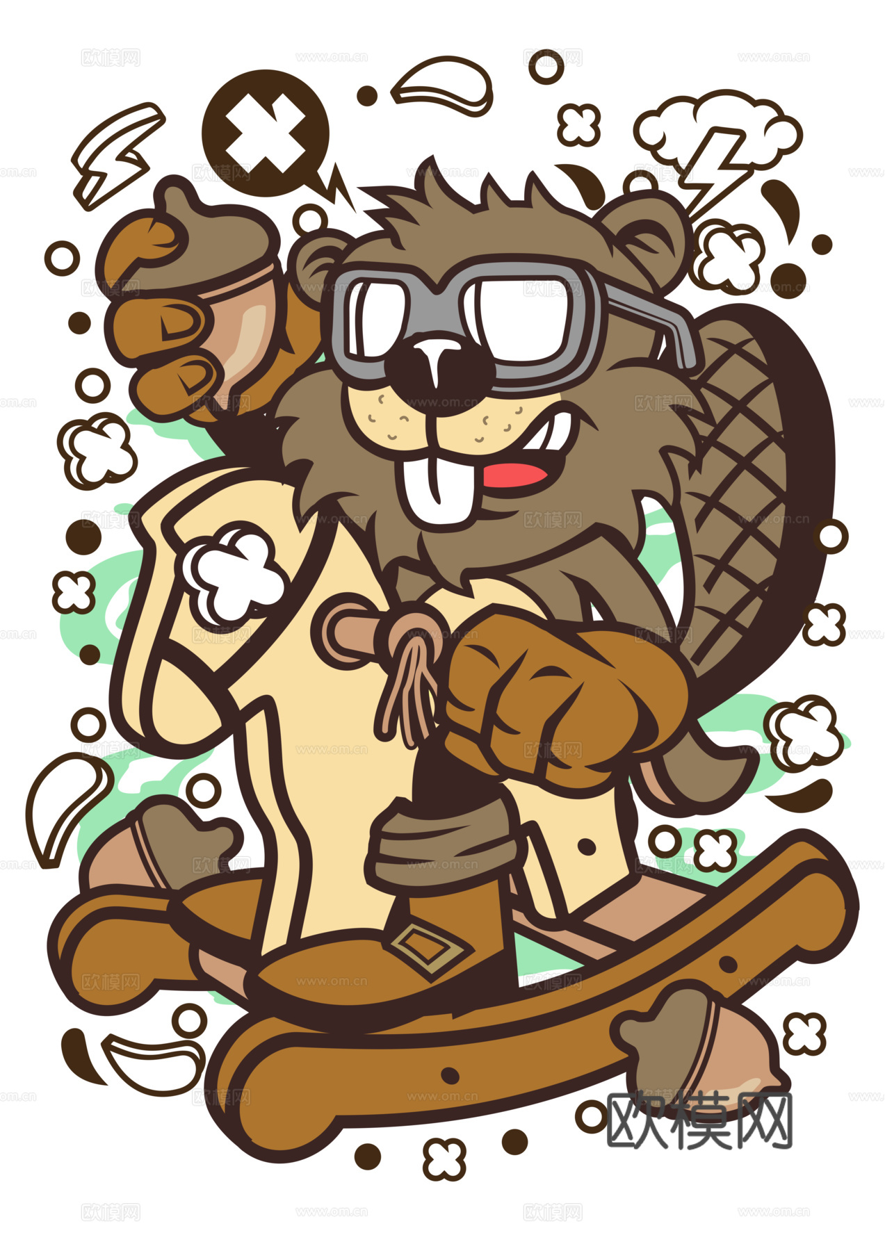 创意卡通潮流涂鸦插画印花21