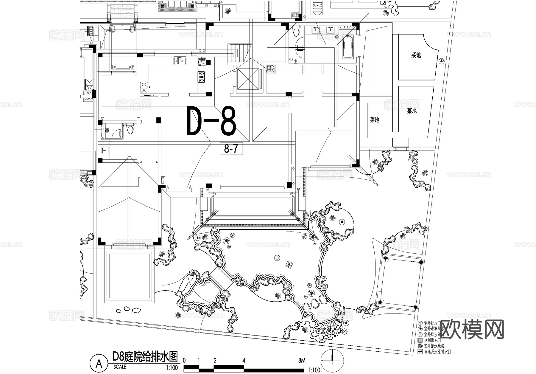 新中式别墅庭院景观平面图CAD施工图cad施工图