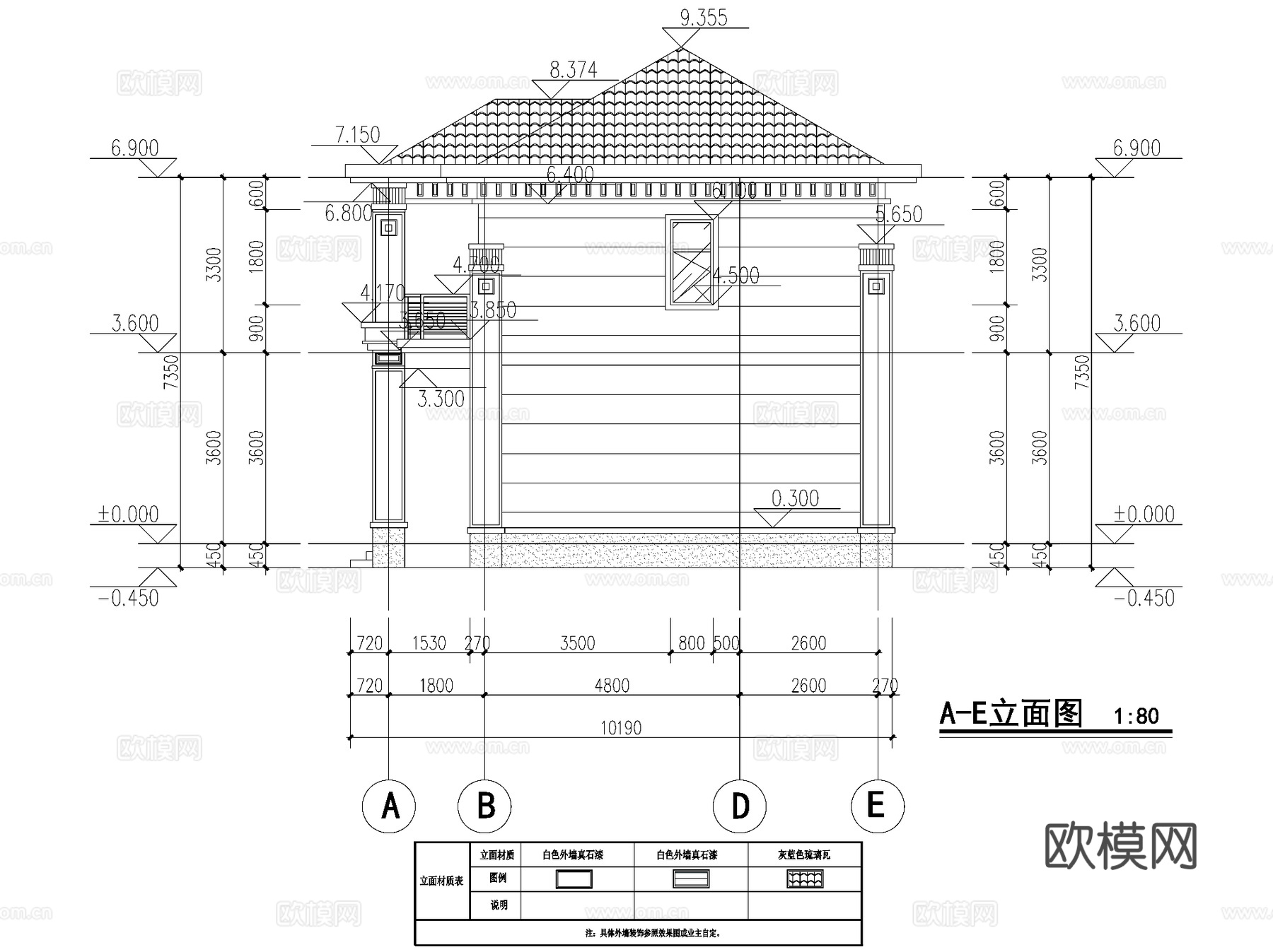 新中式二层独栋别墅农村乡村自建房建筑CAD施工图cad施工图