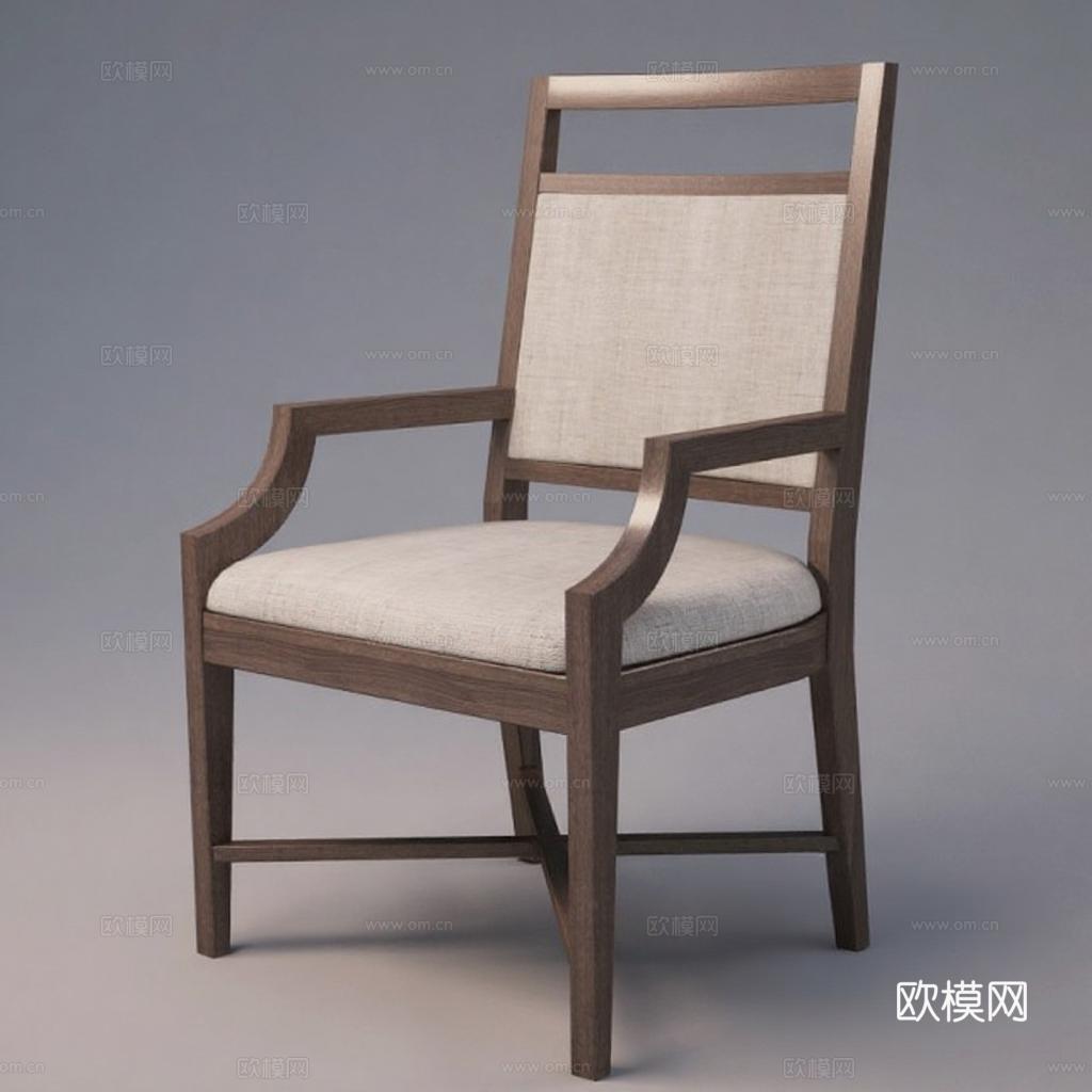 现代简约布艺扶手椅 深木色北欧风框架 客厅书房家具搭配 样板间设计参考 家居3D模型效果图 软装案例展示免费3d模型下载