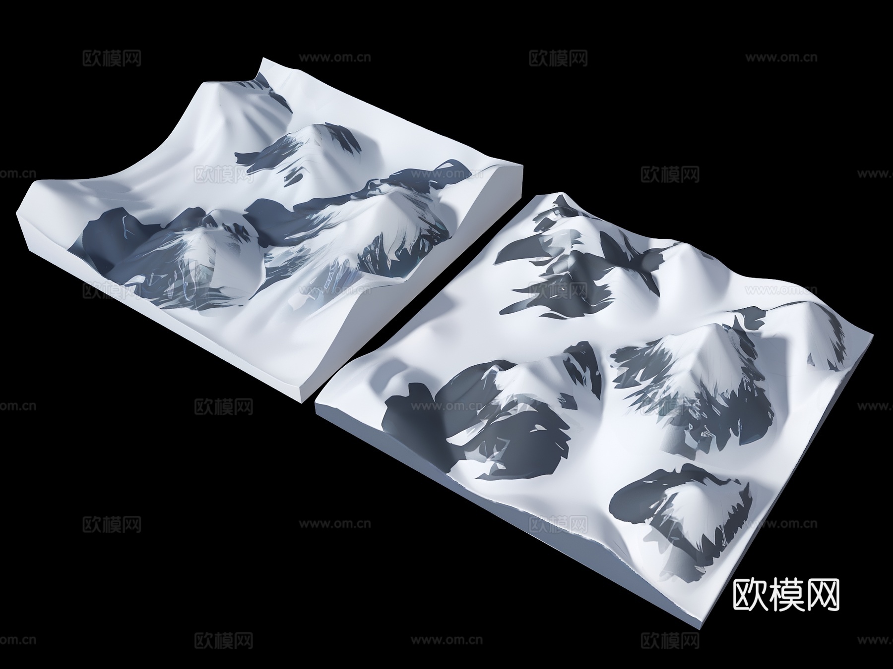 现代雪山 群山山脉 山体 山地 公园景观 地形 山地公园 自su模型