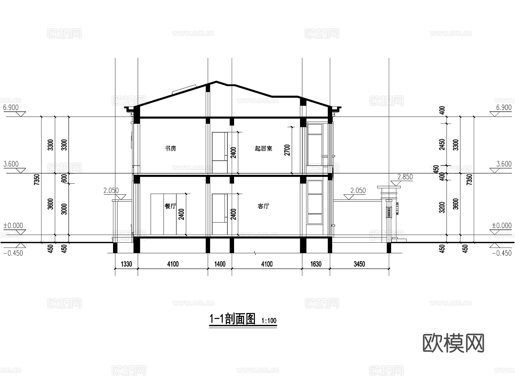 新中式二层独栋别墅乡村农村自建房建筑CAD施工图cad施工图