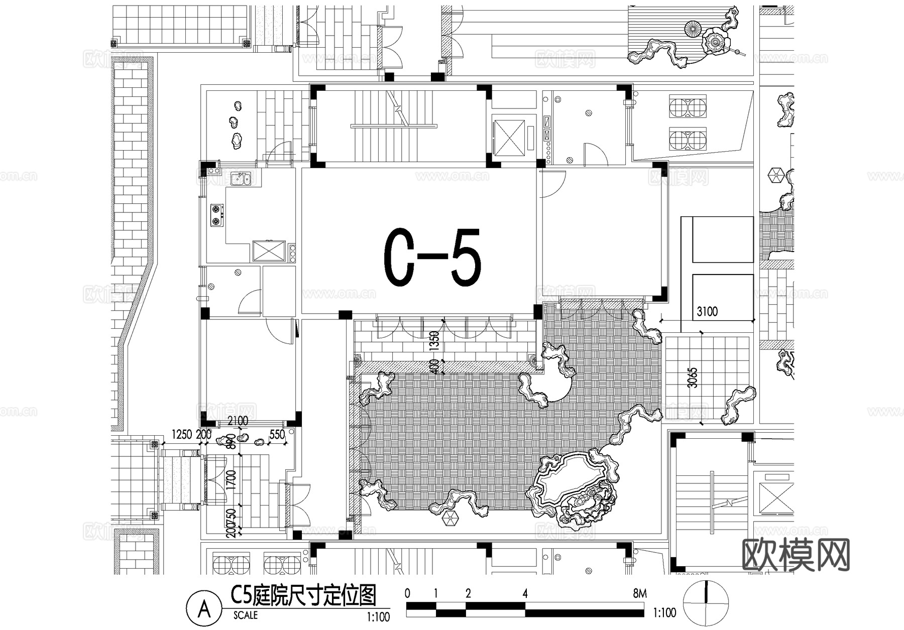新中式别墅庭院景观平面图CAD施工图cad施工图