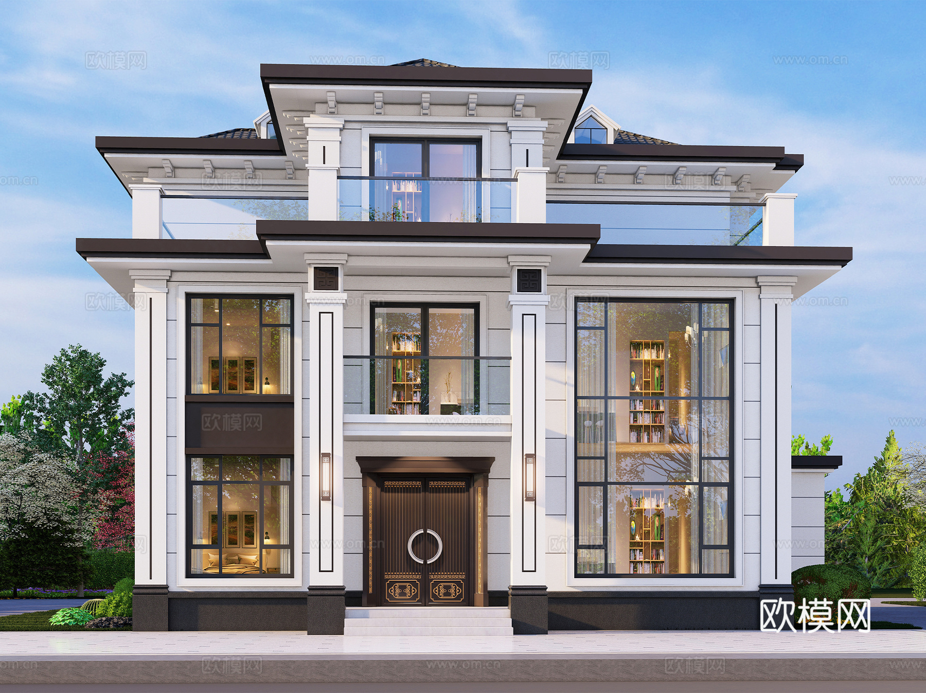 新中式三层独栋别墅乡村农村自建房住宅建筑CAD施工图cad施工图