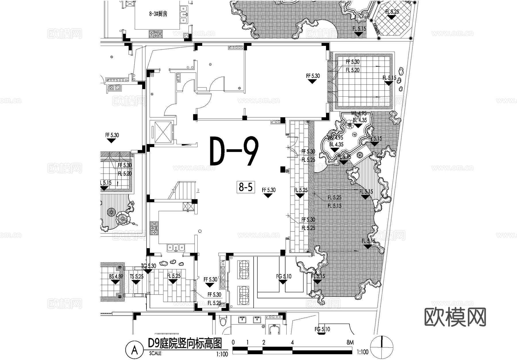 新中式别墅庭院景观平面图CAD施工图cad施工图