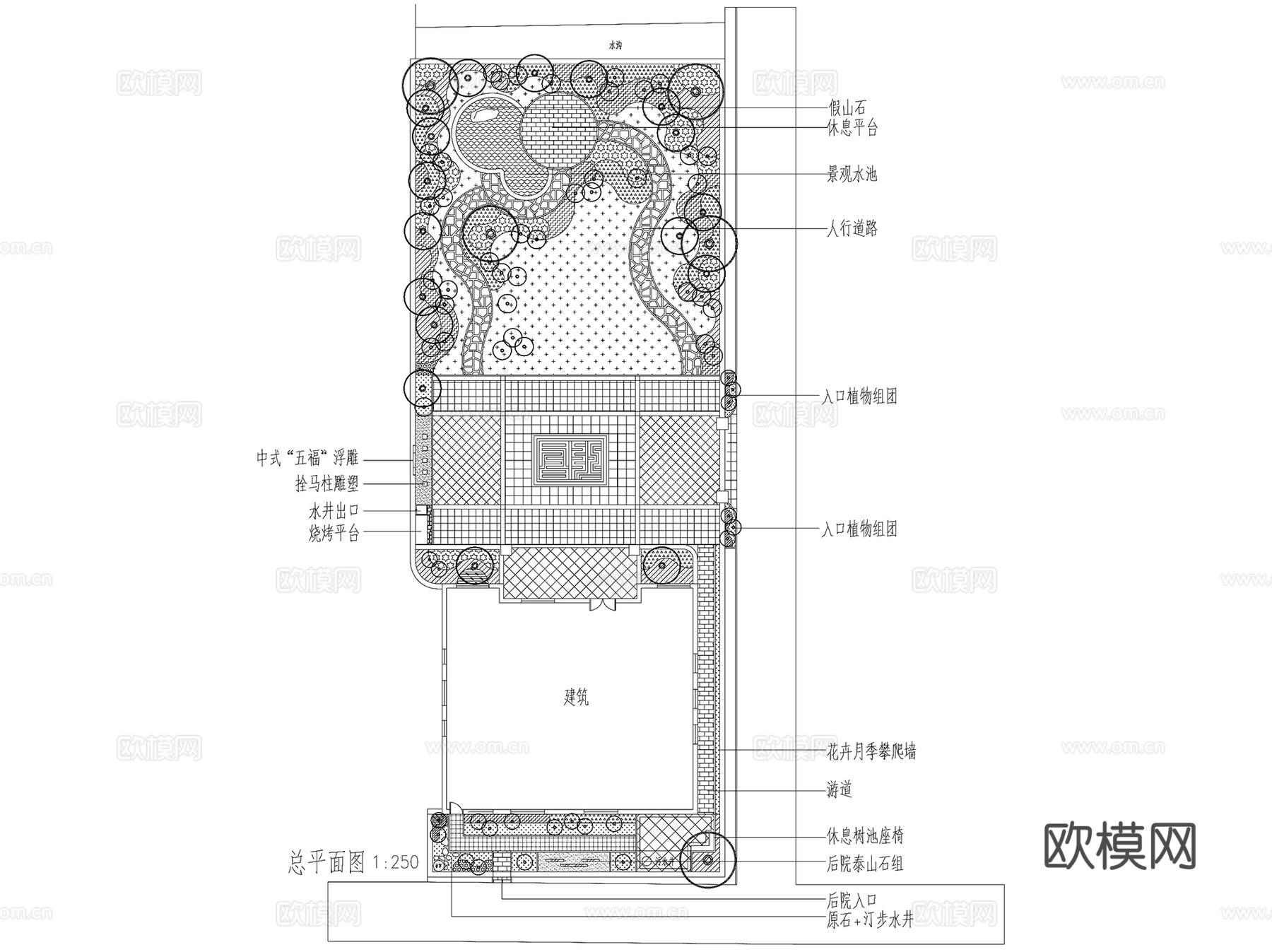 别墅花园私家庭院景观平面图集CAD施工图cad施工图