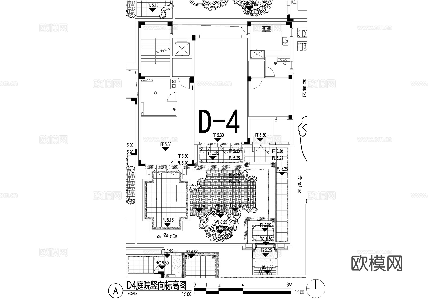 新中式别墅庭院景观平面图CAD施工图cad施工图