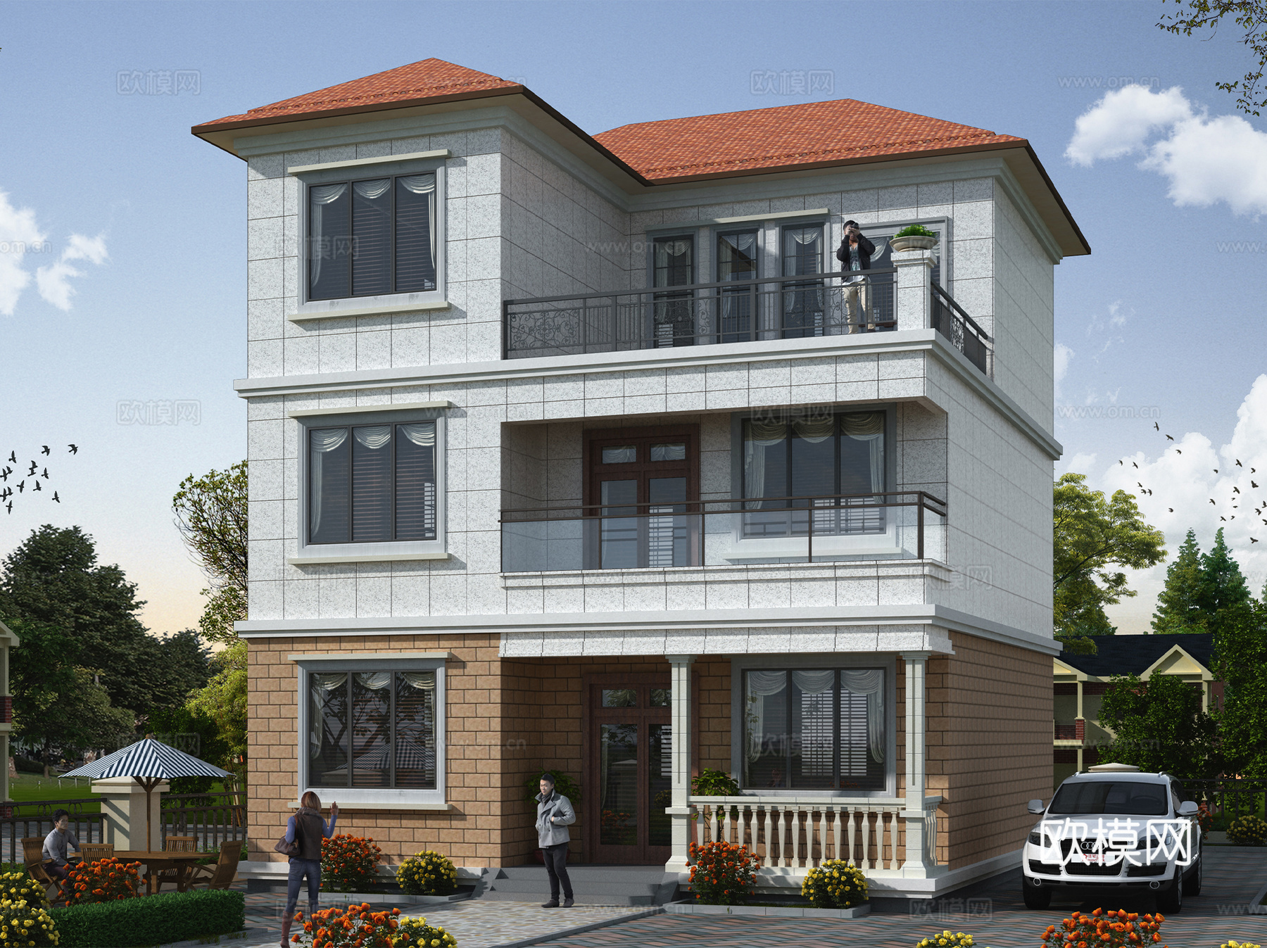 现代简欧三层独栋别墅乡村农村自建房住宅建筑CAD施工图cad施工图