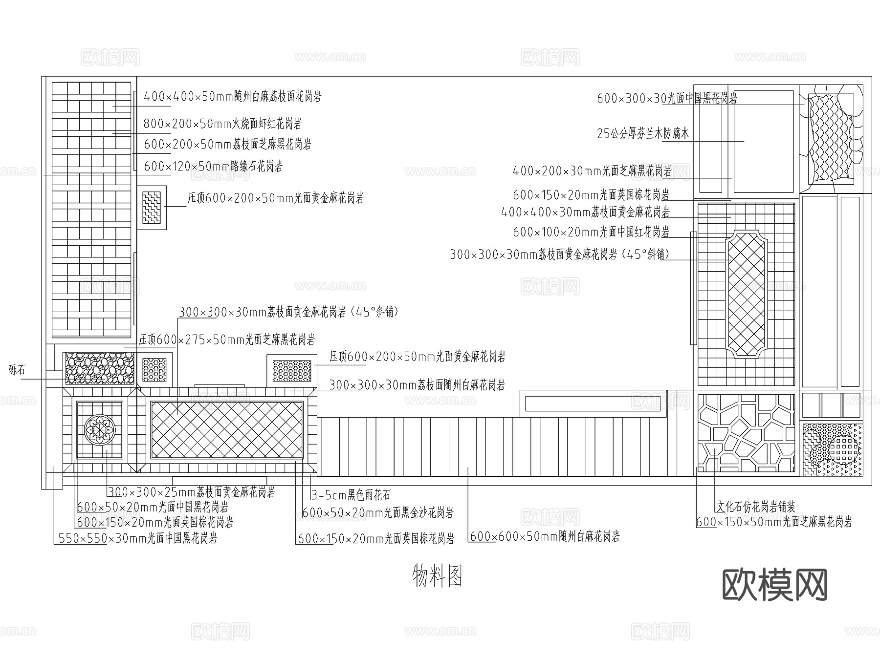欧式别墅花园私家庭院景观CAD施工图cad施工图