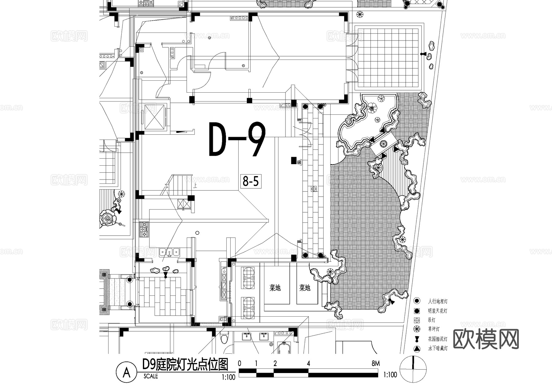 新中式别墅庭院景观平面图CAD施工图cad施工图