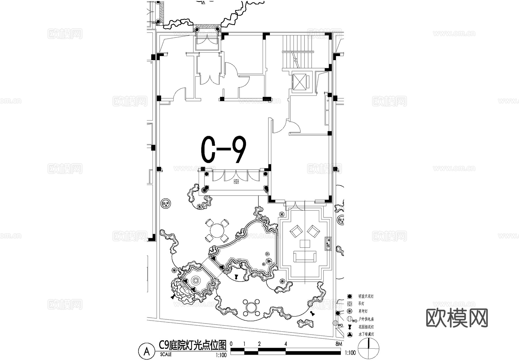 新中式别墅庭院景观平面图CAD施工图cad施工图