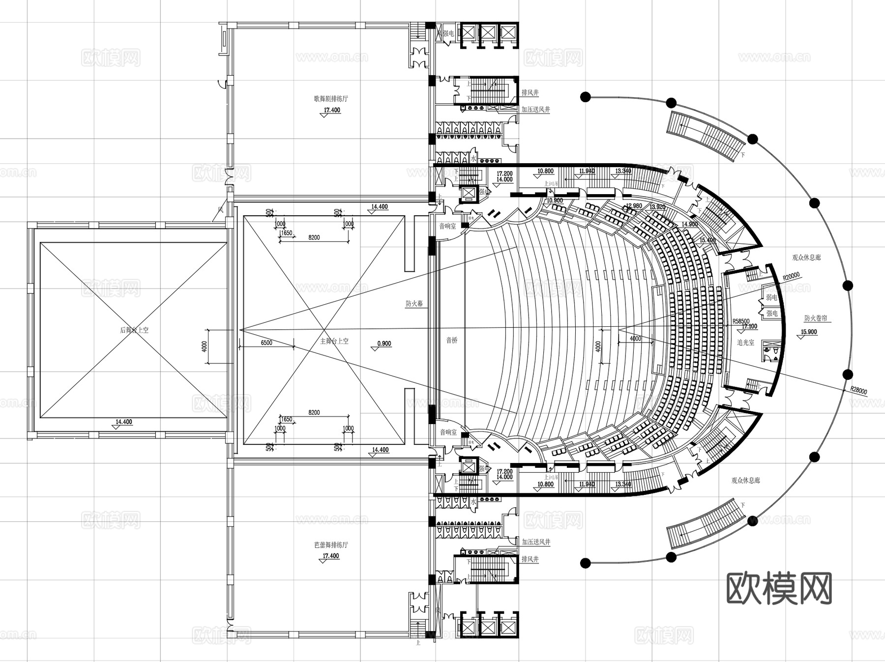 镇江文化艺术中心建筑平面CAD+SU+文本cad施工图