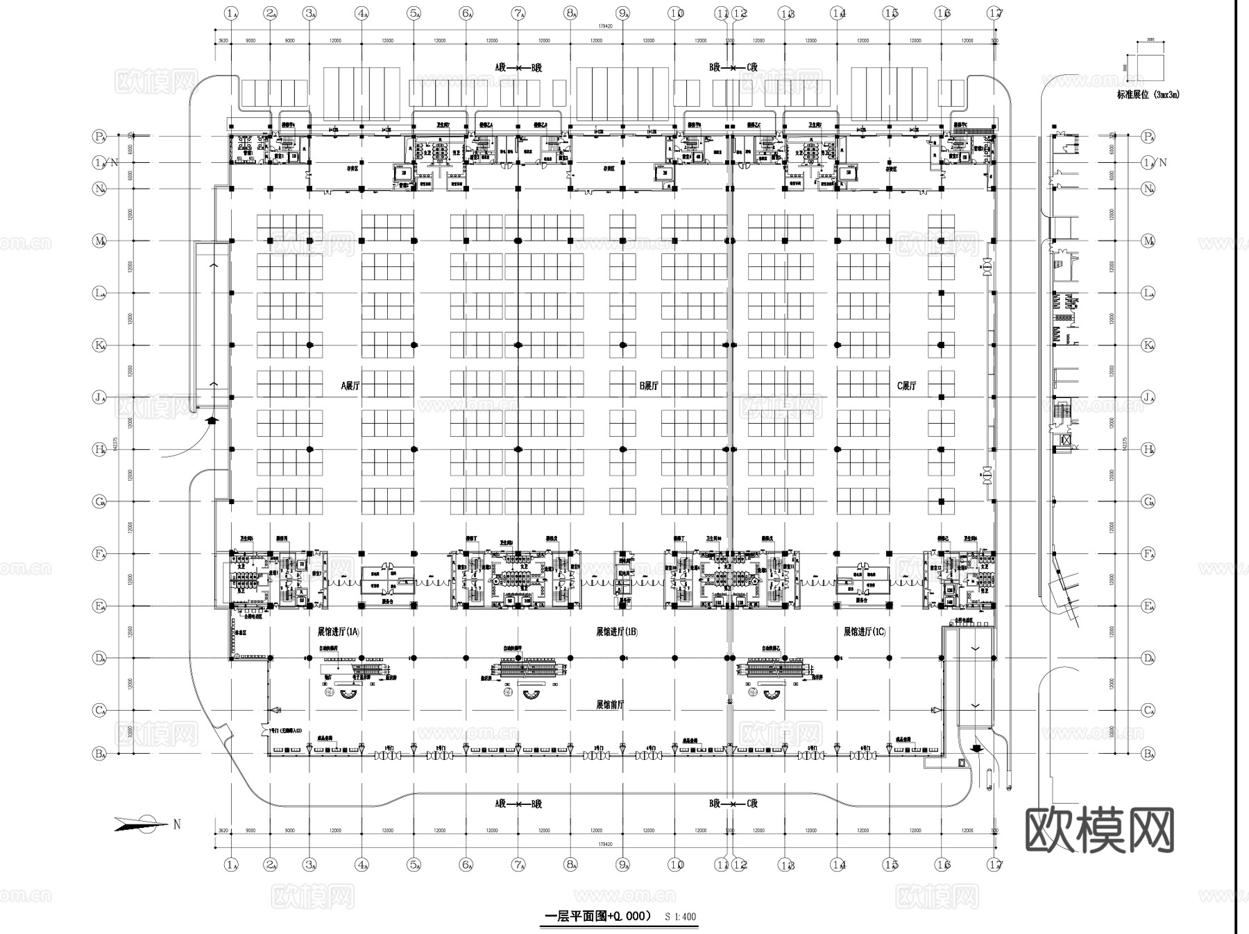 大连国际会议展览中心展馆室内装饰CAD施工图整套cad施工图