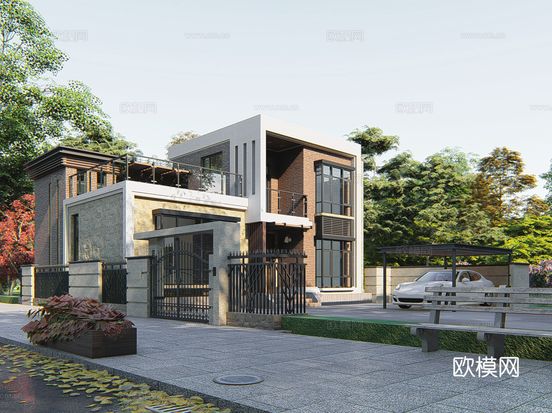 现代二层独栋小别墅农村乡村自建房建筑CAD施工图cad施工图