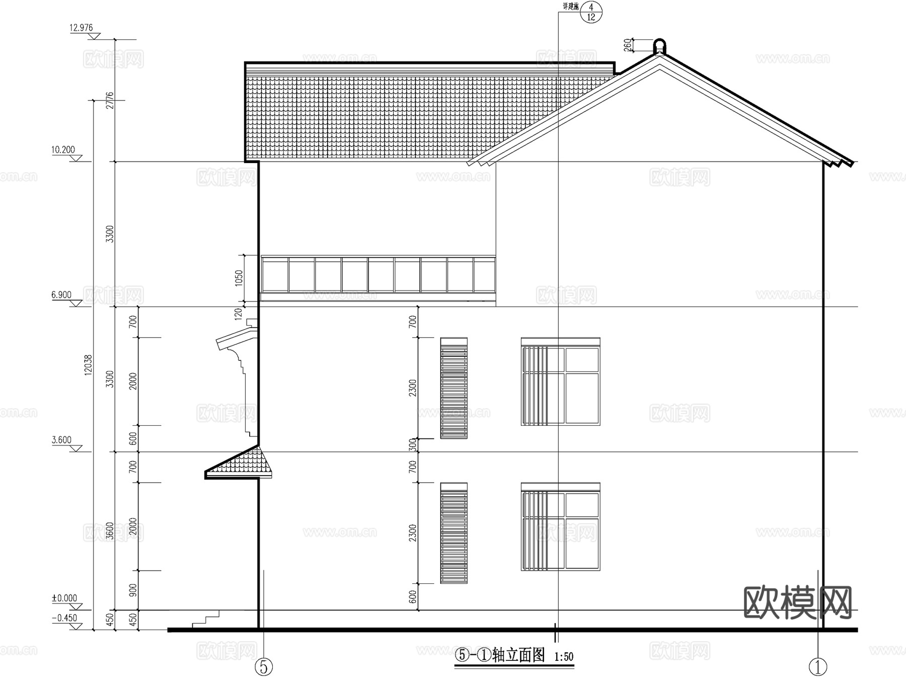 新中式三层独栋别墅乡村农村自建房住宅建筑CAD施工图cad施工图