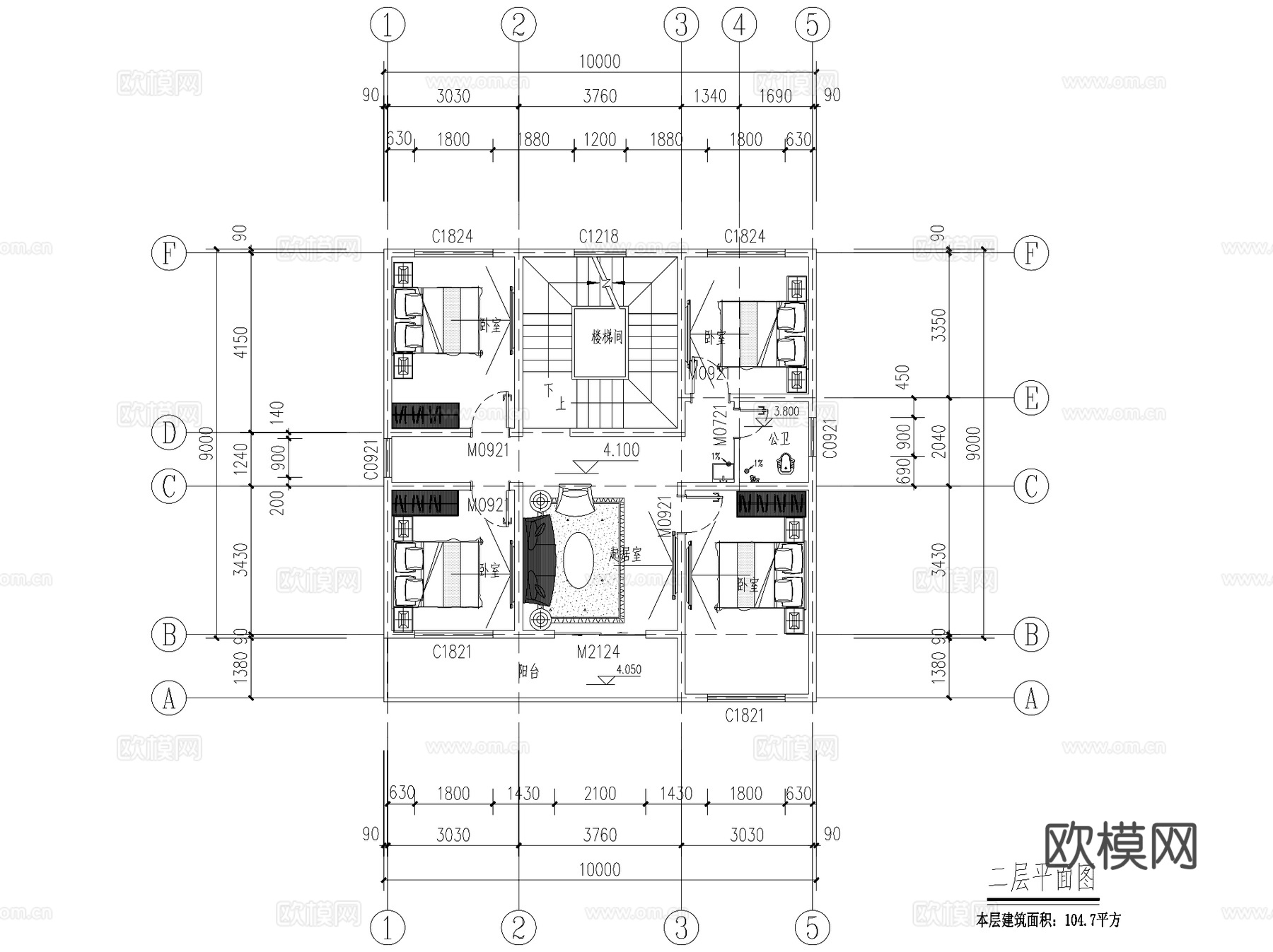 二层独栋别墅农村乡村自建房建筑CAD施工图cad施工图