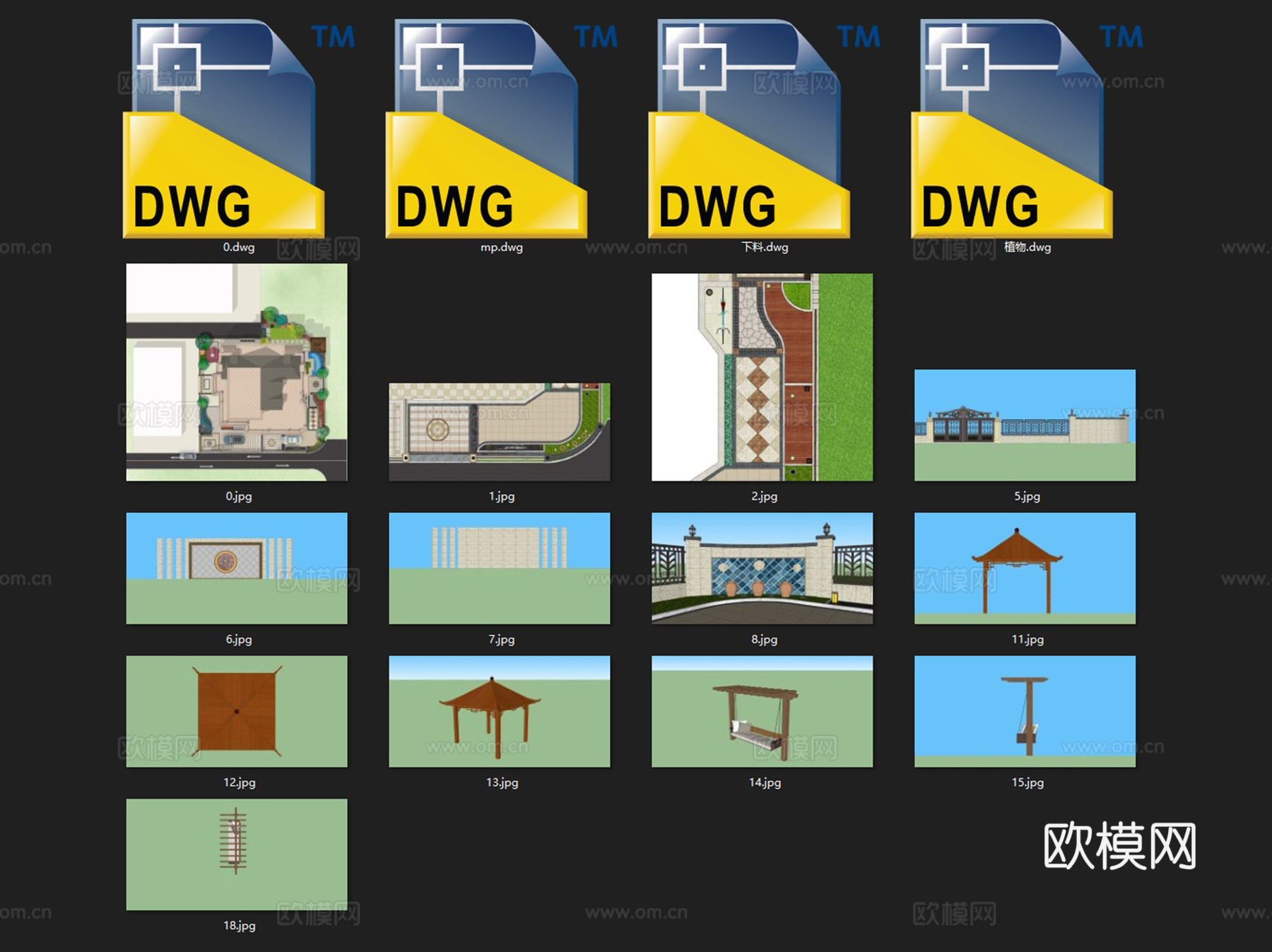 欧式别墅花园私家庭院景观CAD施工图cad施工图