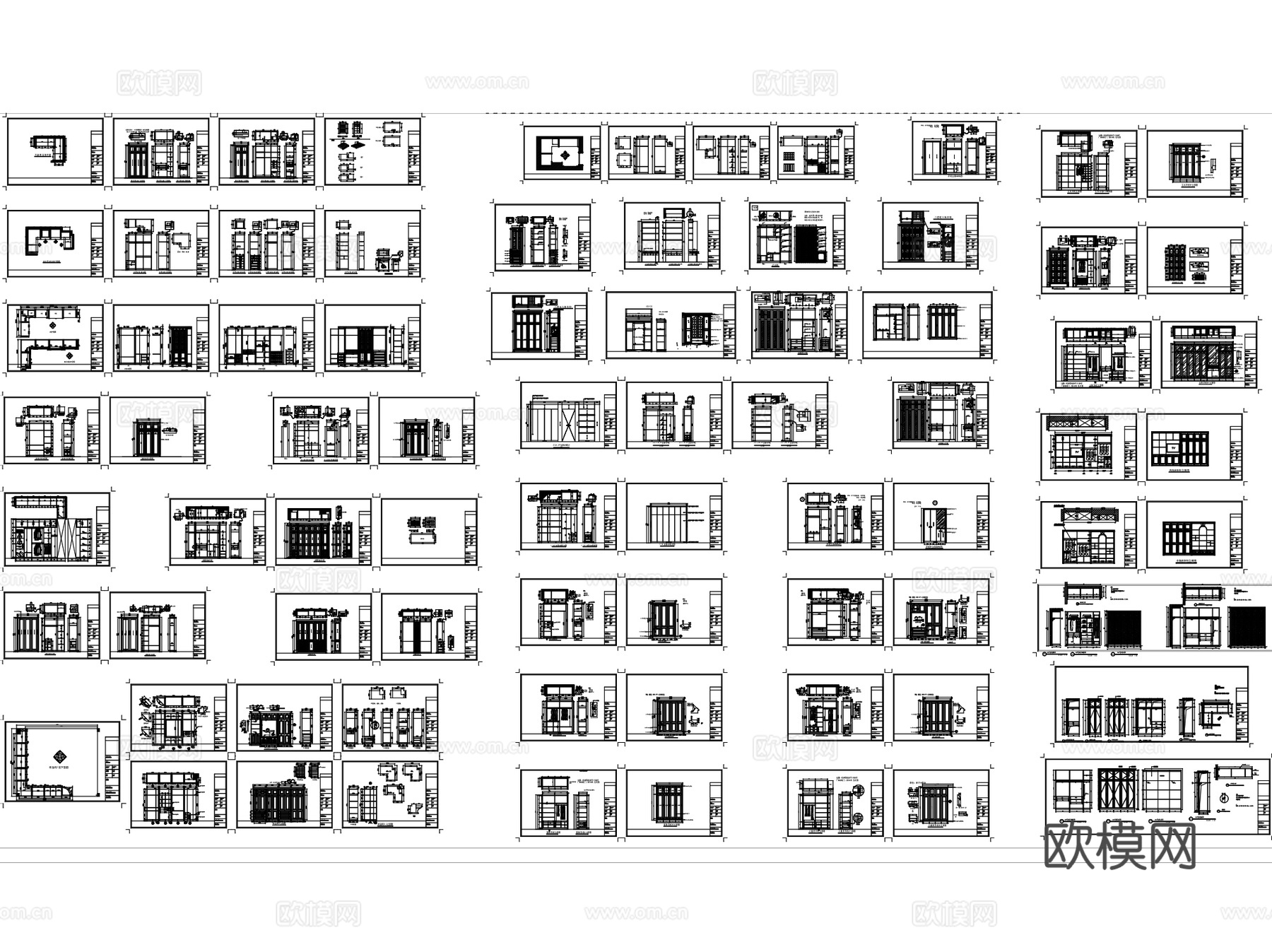 衣帽间衣柜室内家具柜体节点大样CAD施工详图集 22套cad施工图cad施工图