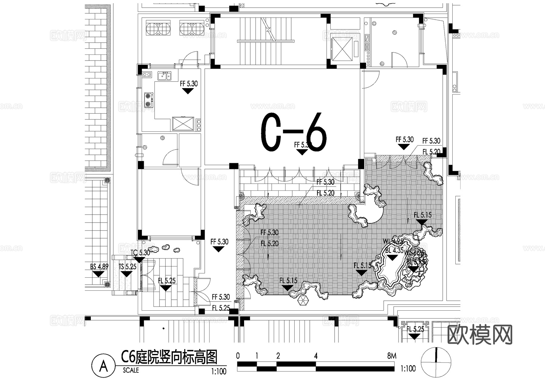 新中式别墅庭院景观平面图CAD施工图cad施工图