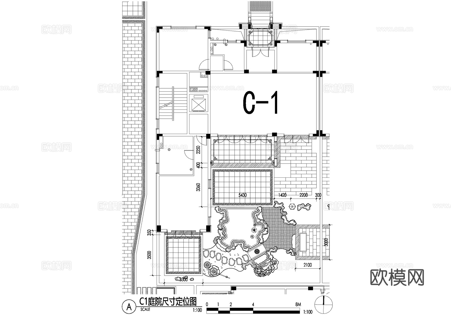 新中式别墅庭院景观平面图CAD施工图cad施工图