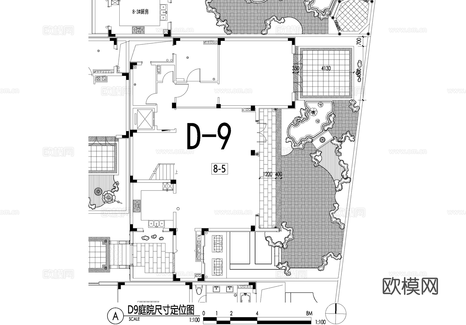 新中式别墅庭院景观平面图CAD施工图cad施工图