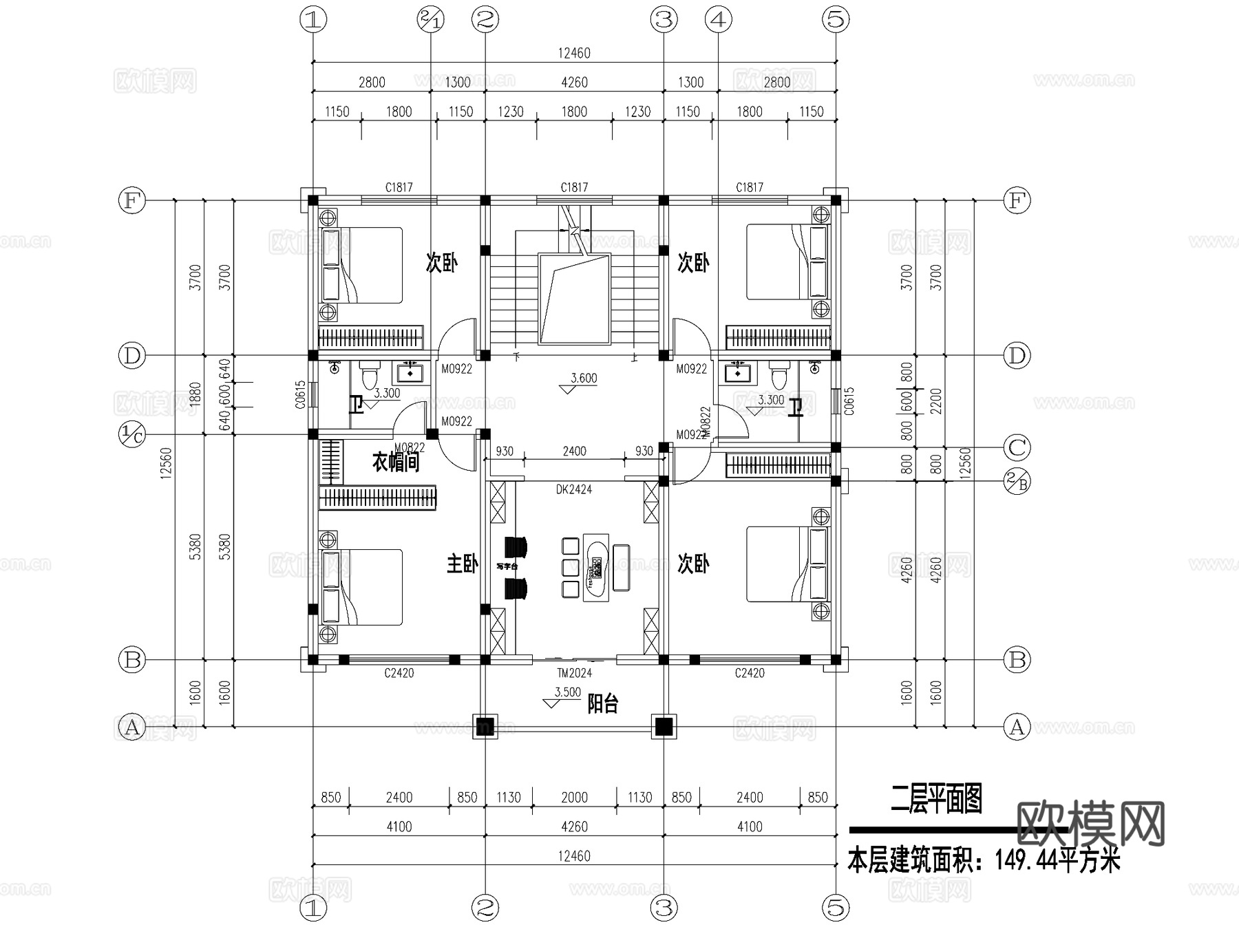 新中式三层独栋别墅乡村农村自建房住宅建筑CAD施工图cad施工图