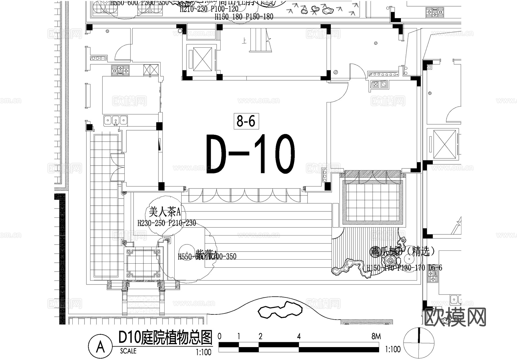新中式别墅庭院景观平面图CAD施工图cad施工图
