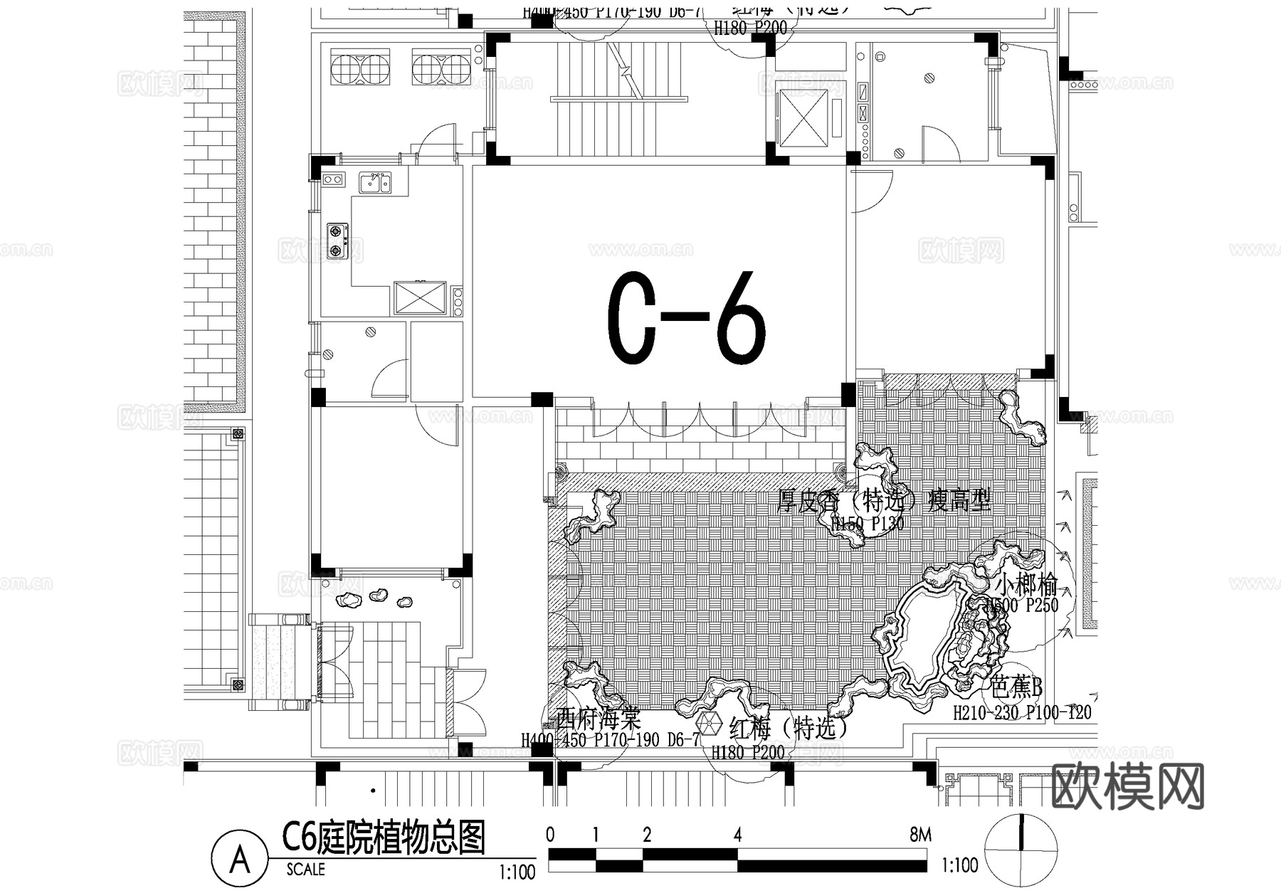 新中式别墅庭院景观平面图CAD施工图cad施工图