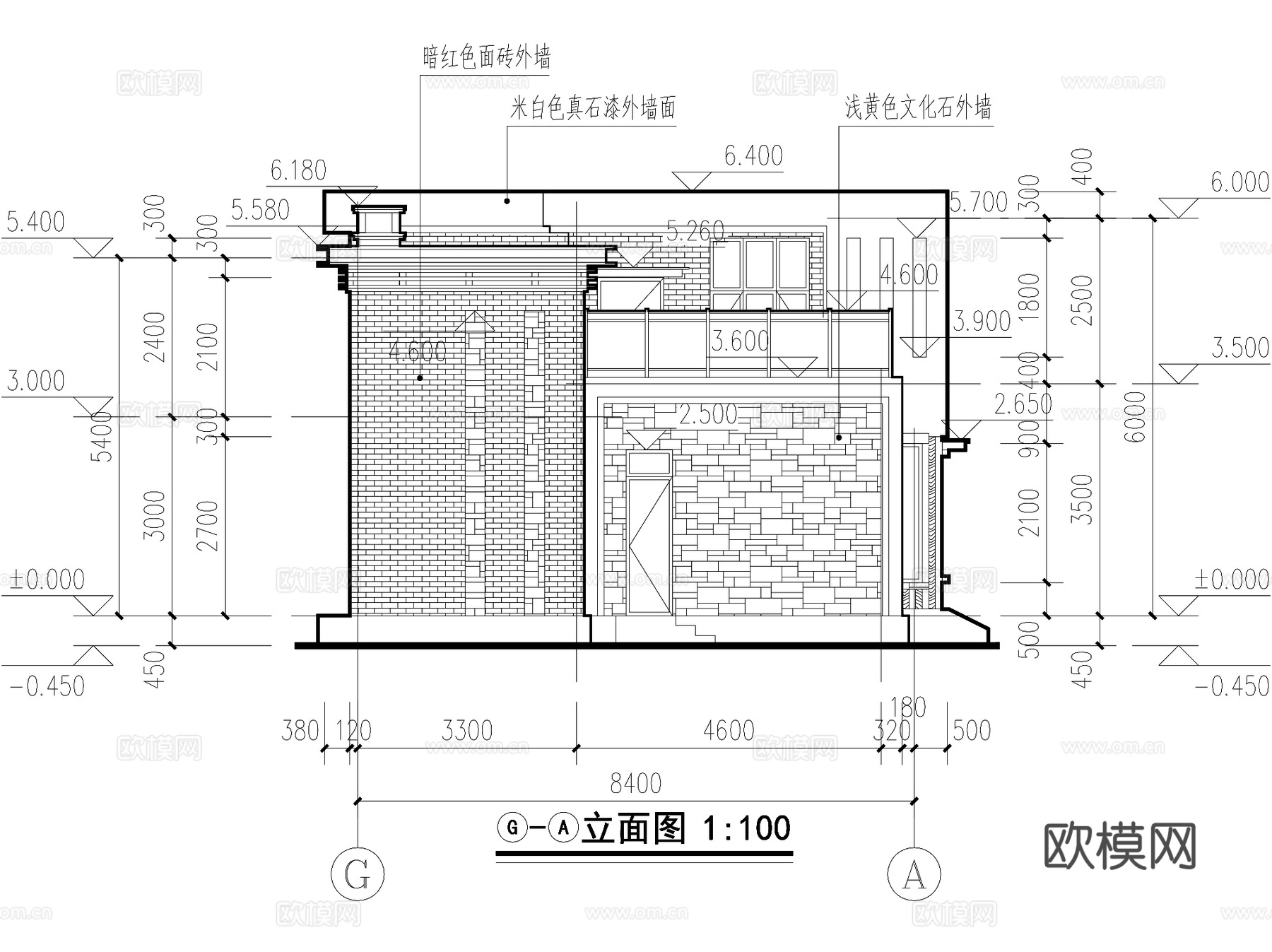 现代二层独栋小别墅农村乡村自建房建筑CAD施工图cad施工图