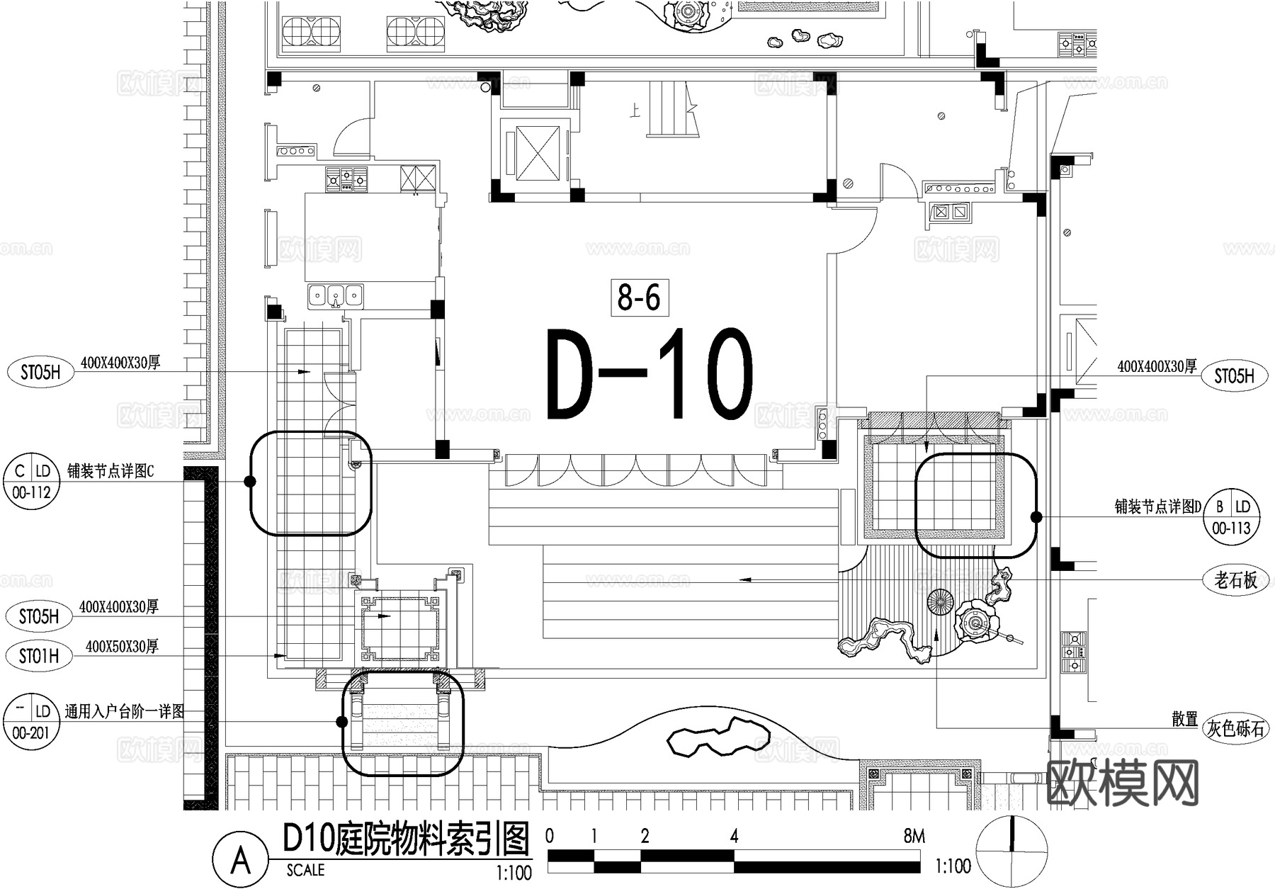 新中式别墅庭院景观平面图CAD施工图cad施工图