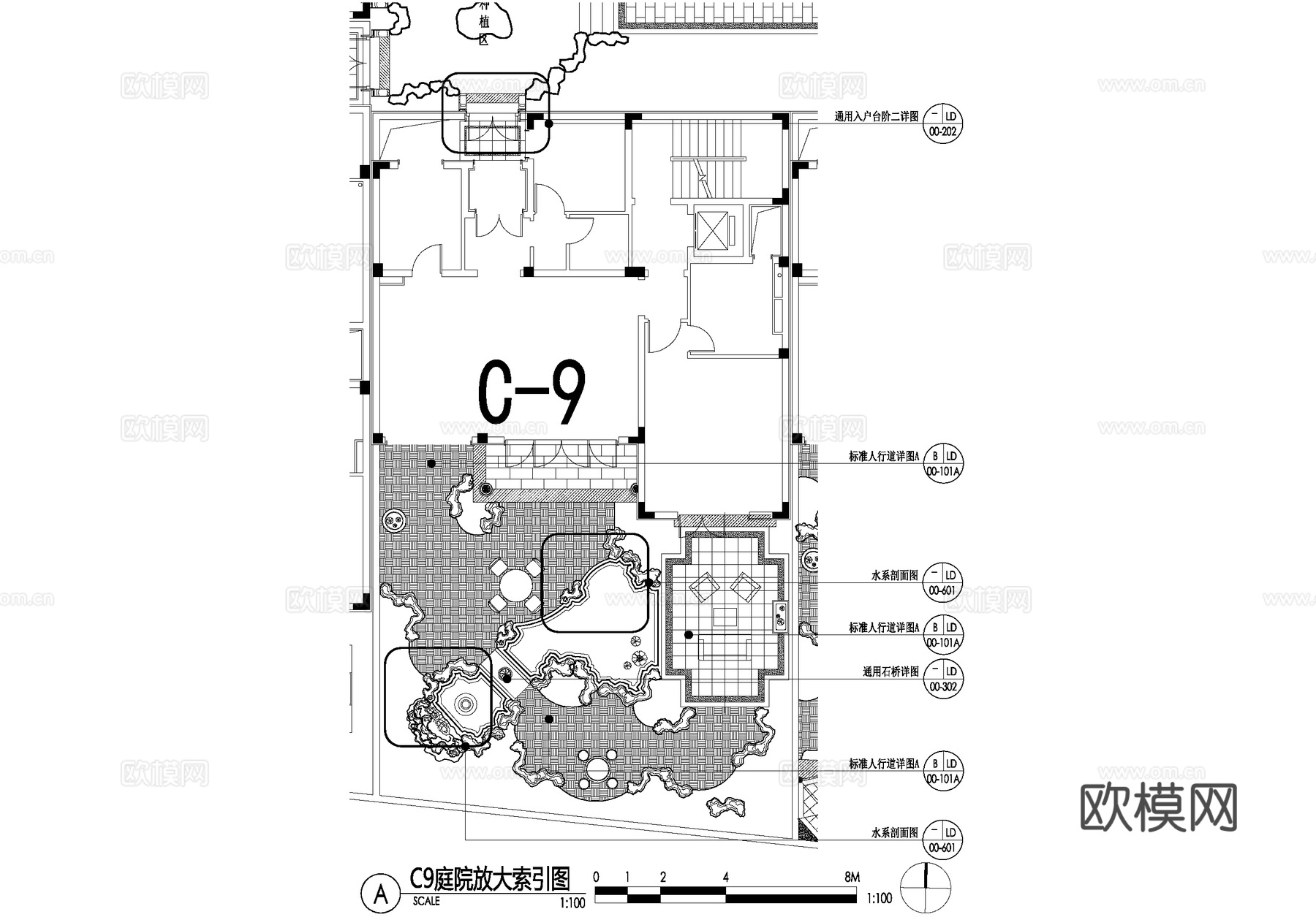 新中式别墅庭院景观平面图CAD施工图cad施工图